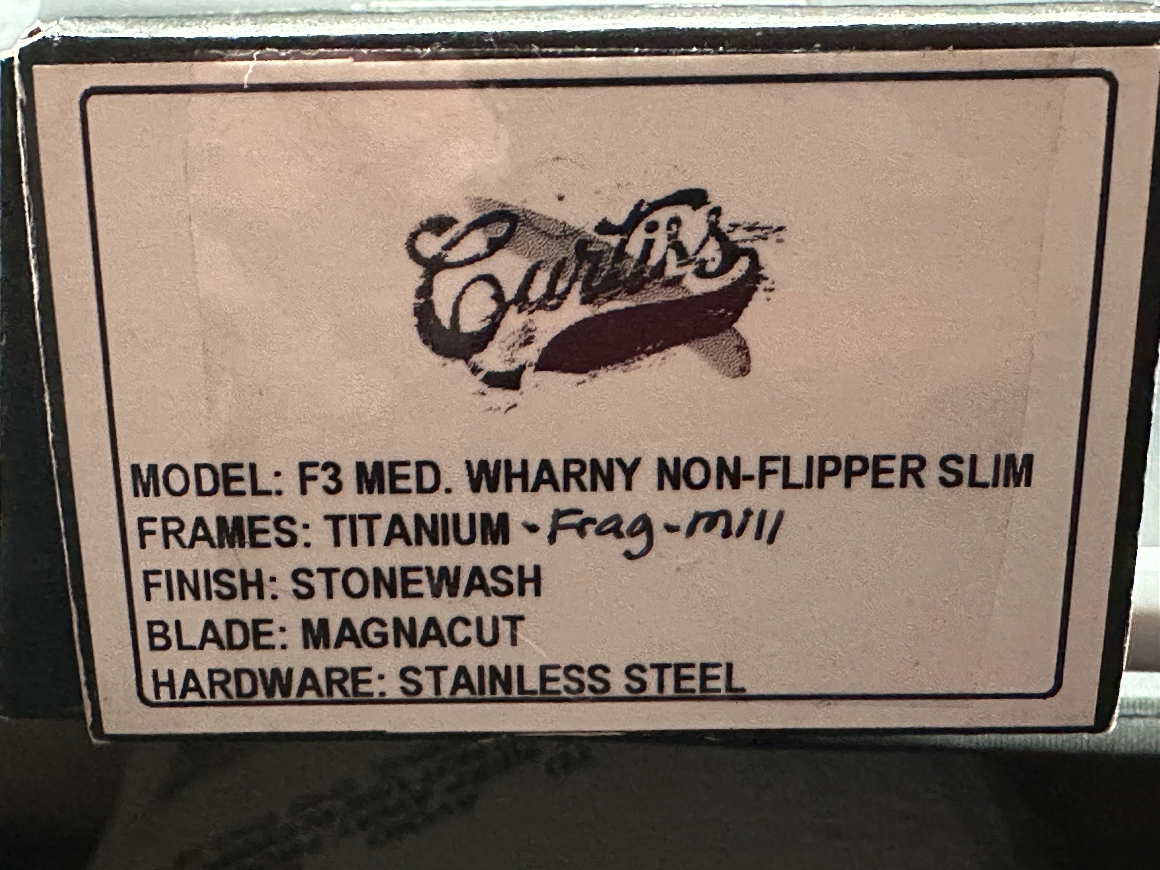 Curtis F3 Medium Wharny non flipper frag stonewash magnacut