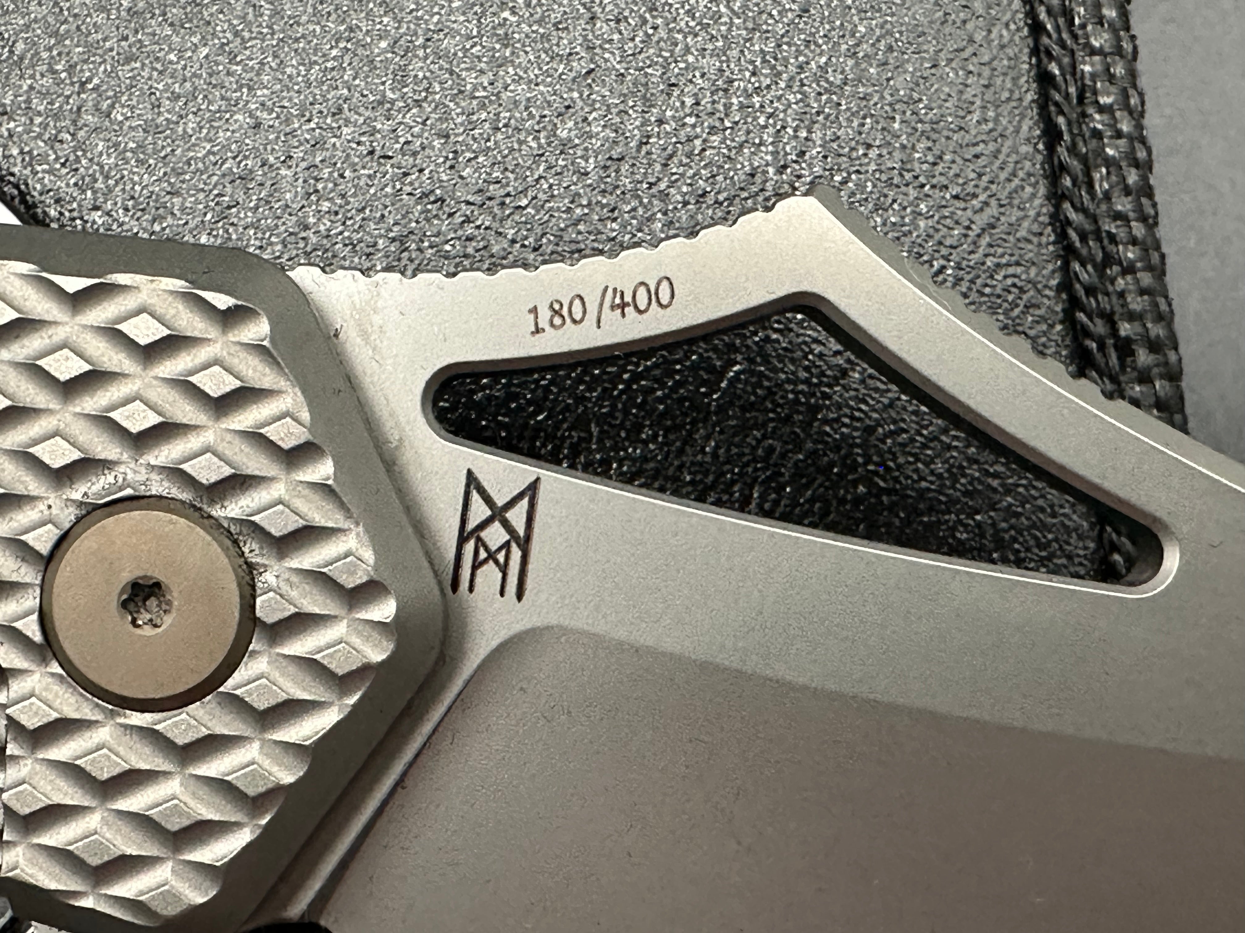 Midgards Messer - Berserker/Grey Textured Milled Ti Frame + Custom Backspacer, Hardware & Clip/Upswept/Stonewash CPM-D2