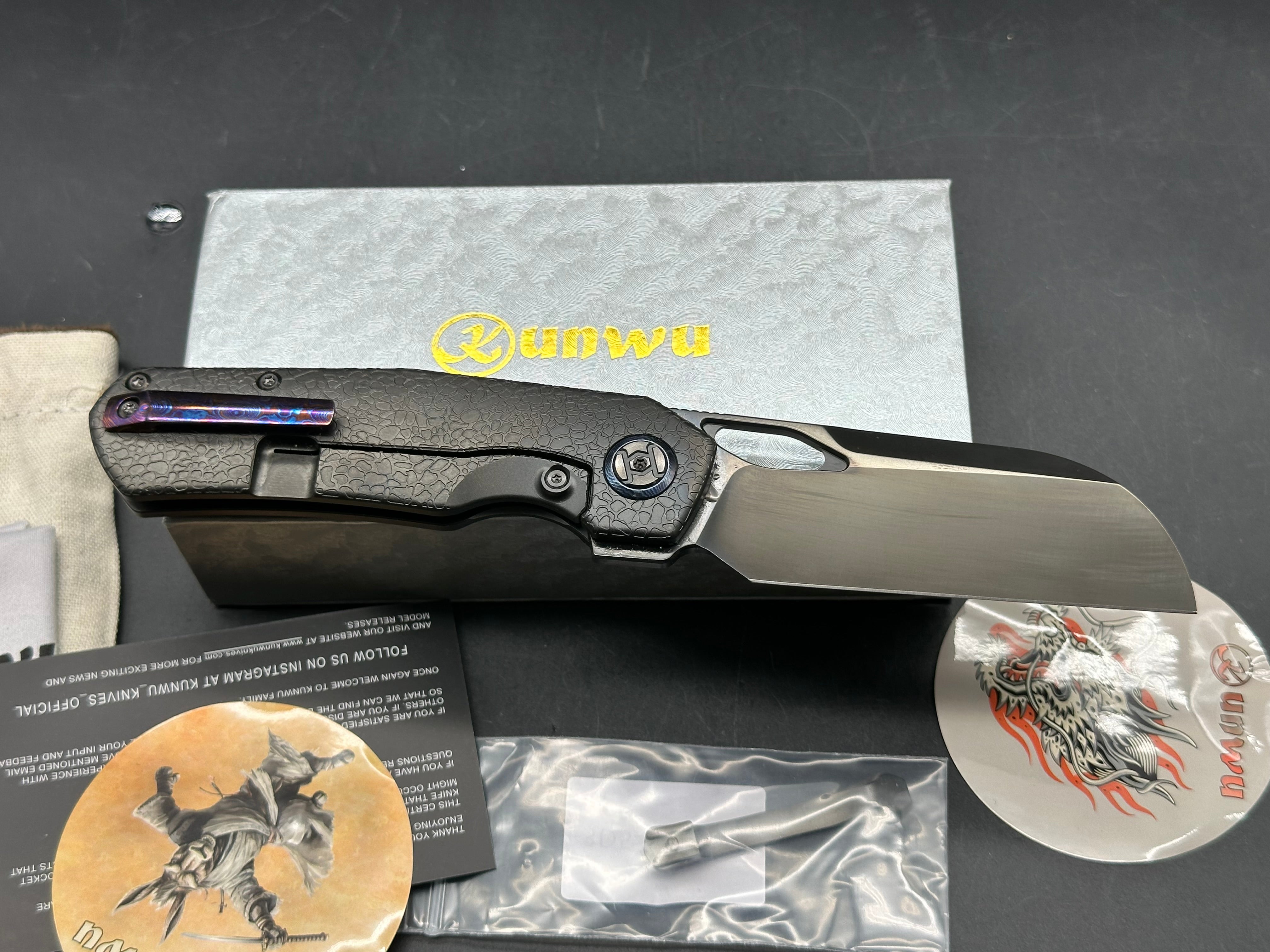 Kunwu S-Tao II with Timascus clip black honeydew w/DLC