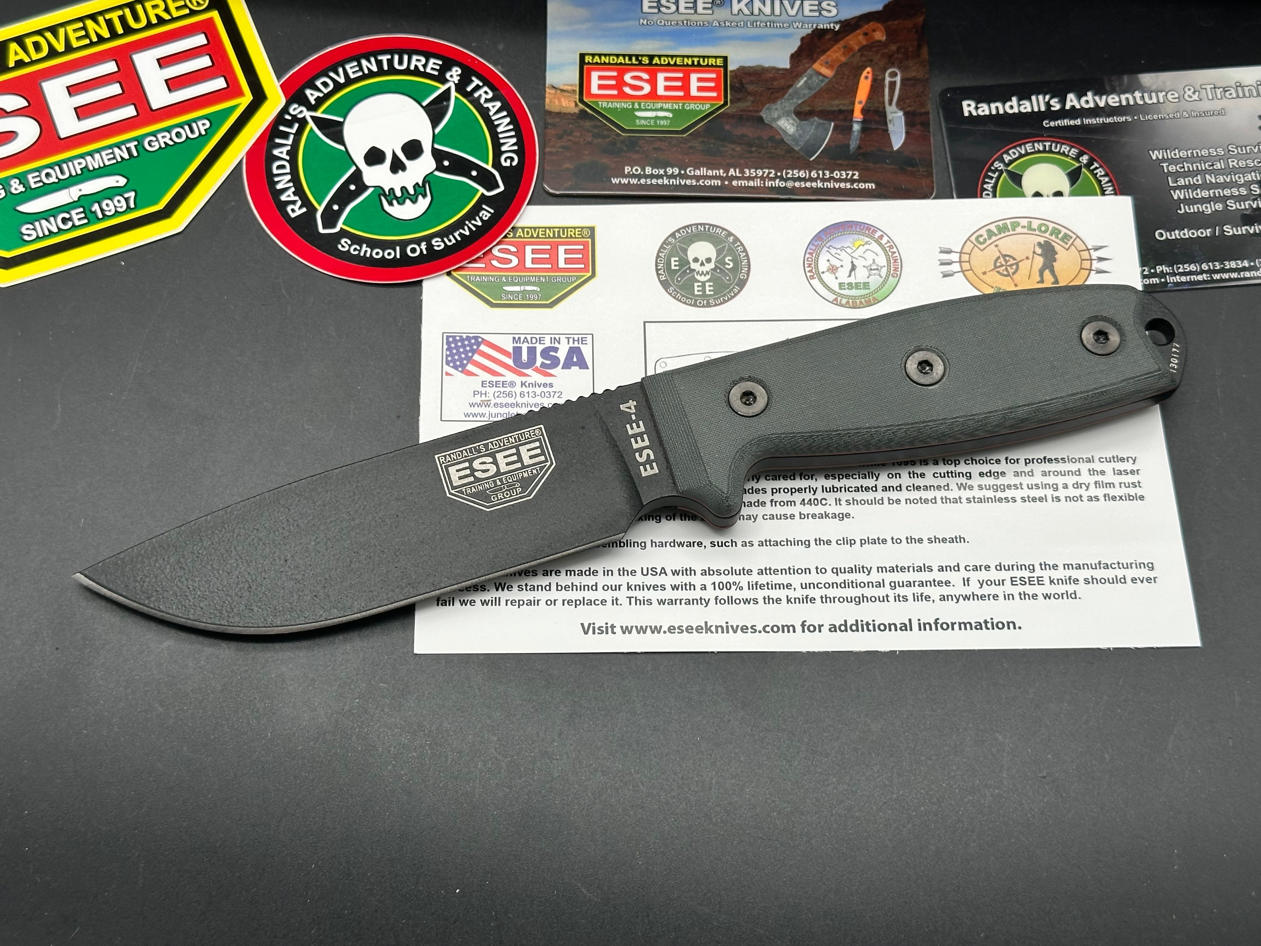 ESEE Knives ESEE-4P-KO Knife (4.5" Black) No Sheathing
