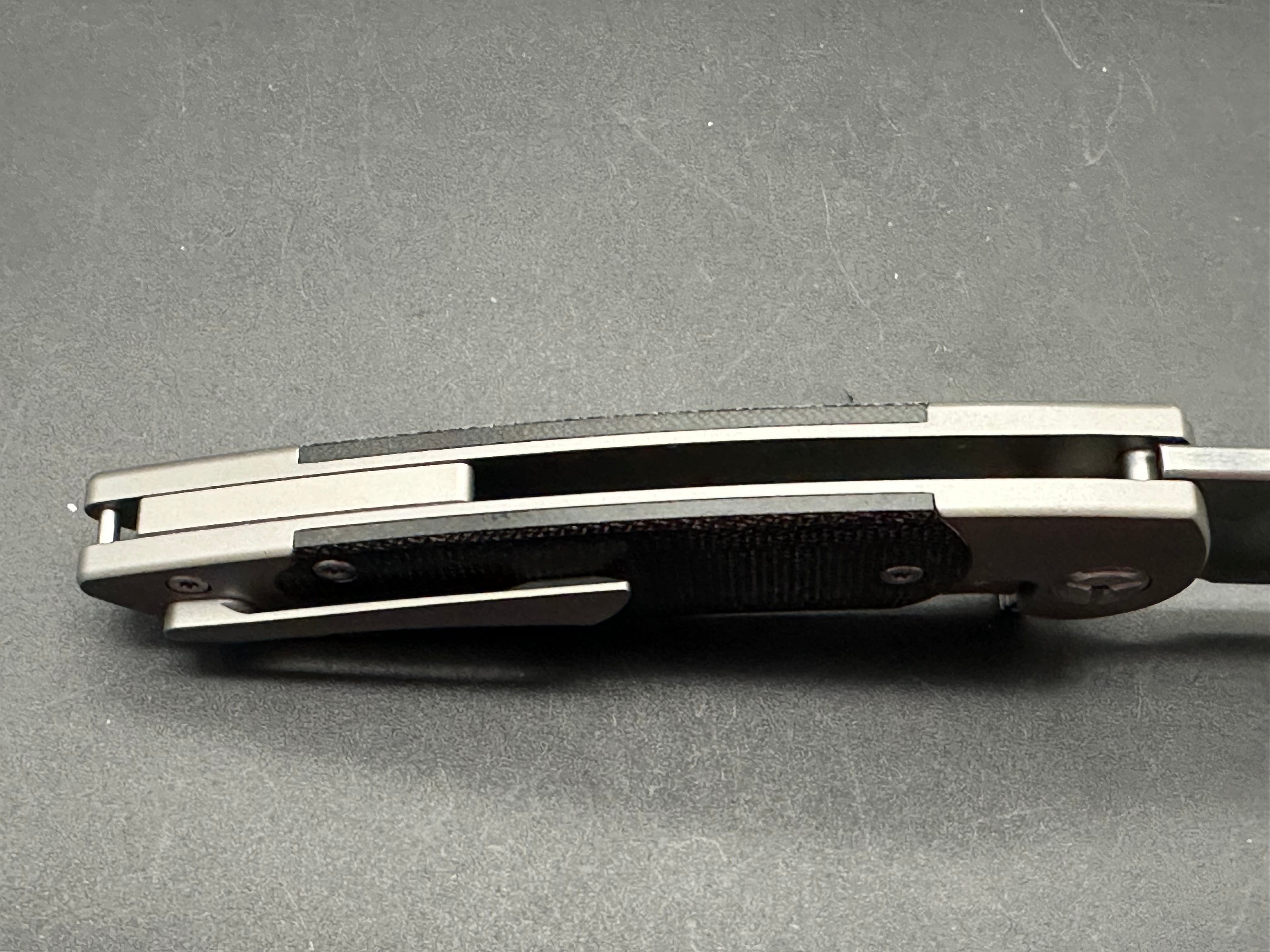 TWOSUN FOLDING KNIFE BLACK MICARTA HANDLE D2 PLAIN EDGE TS36