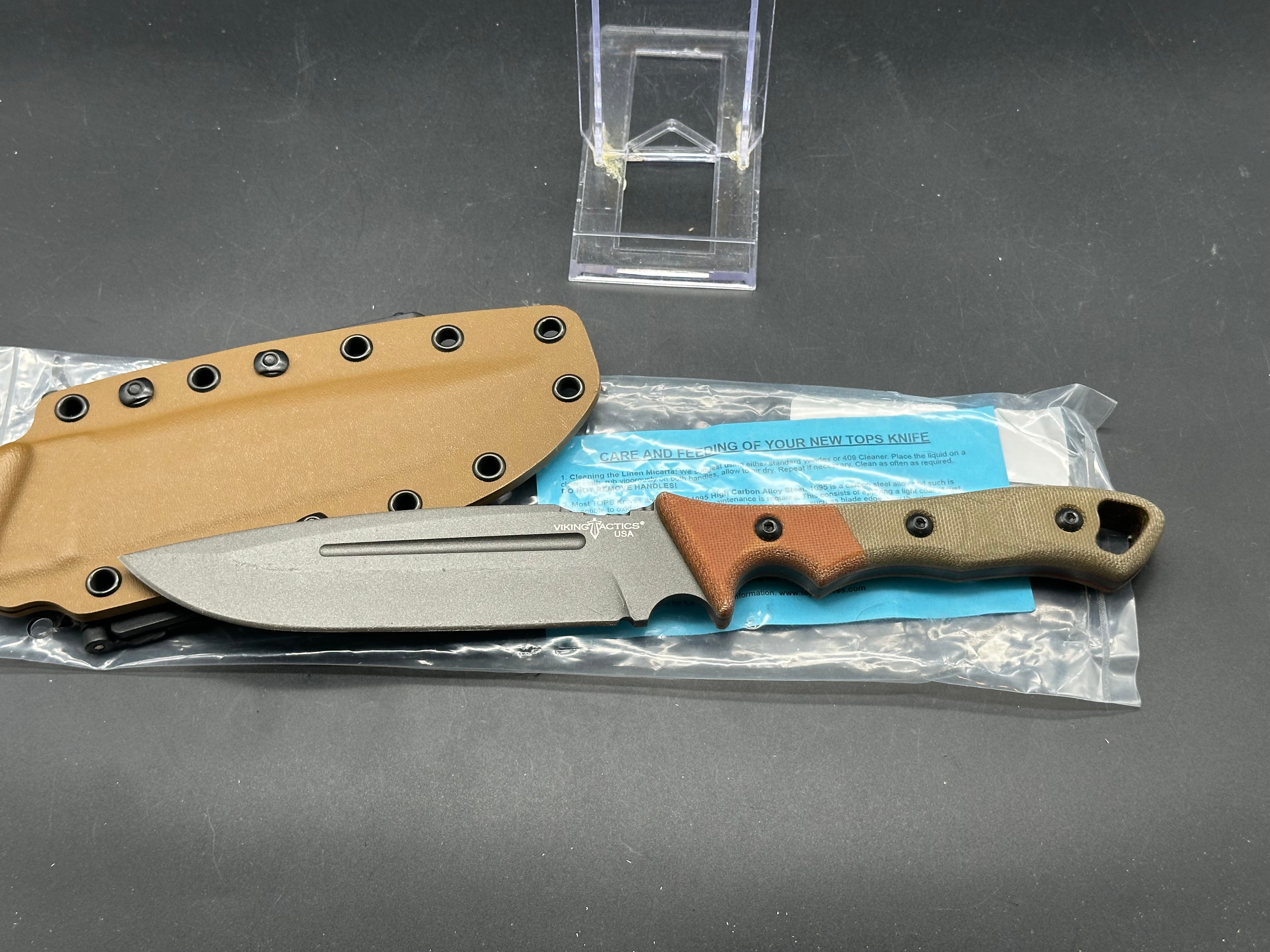 TOPS Viking Tactics Norseman Fixed Blade Knife Tan/Green Micarta (5.88")
