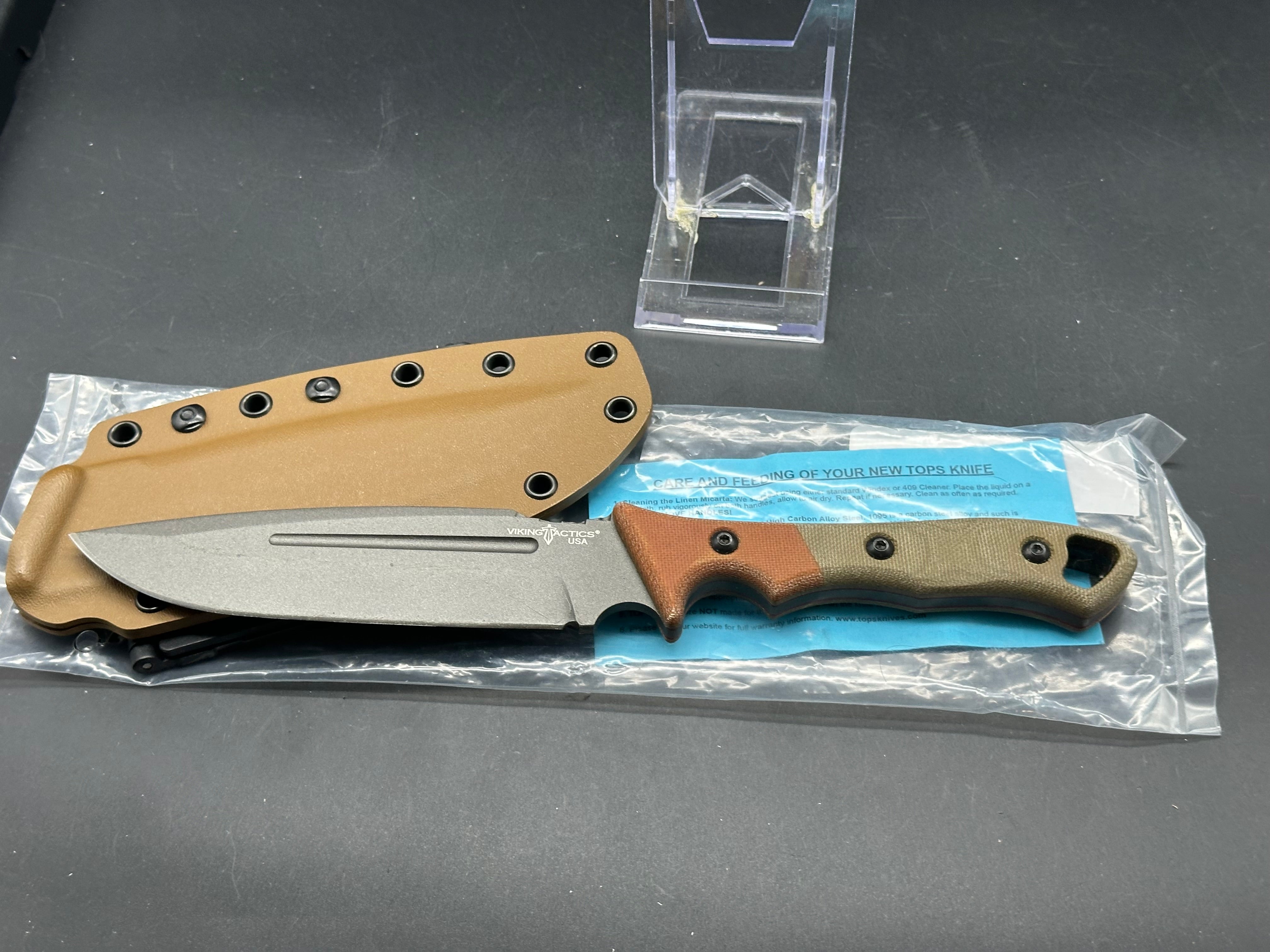 TOPS Viking Tactics Norseman Fixed Blade Knife Tan/Green Micarta (5.88")