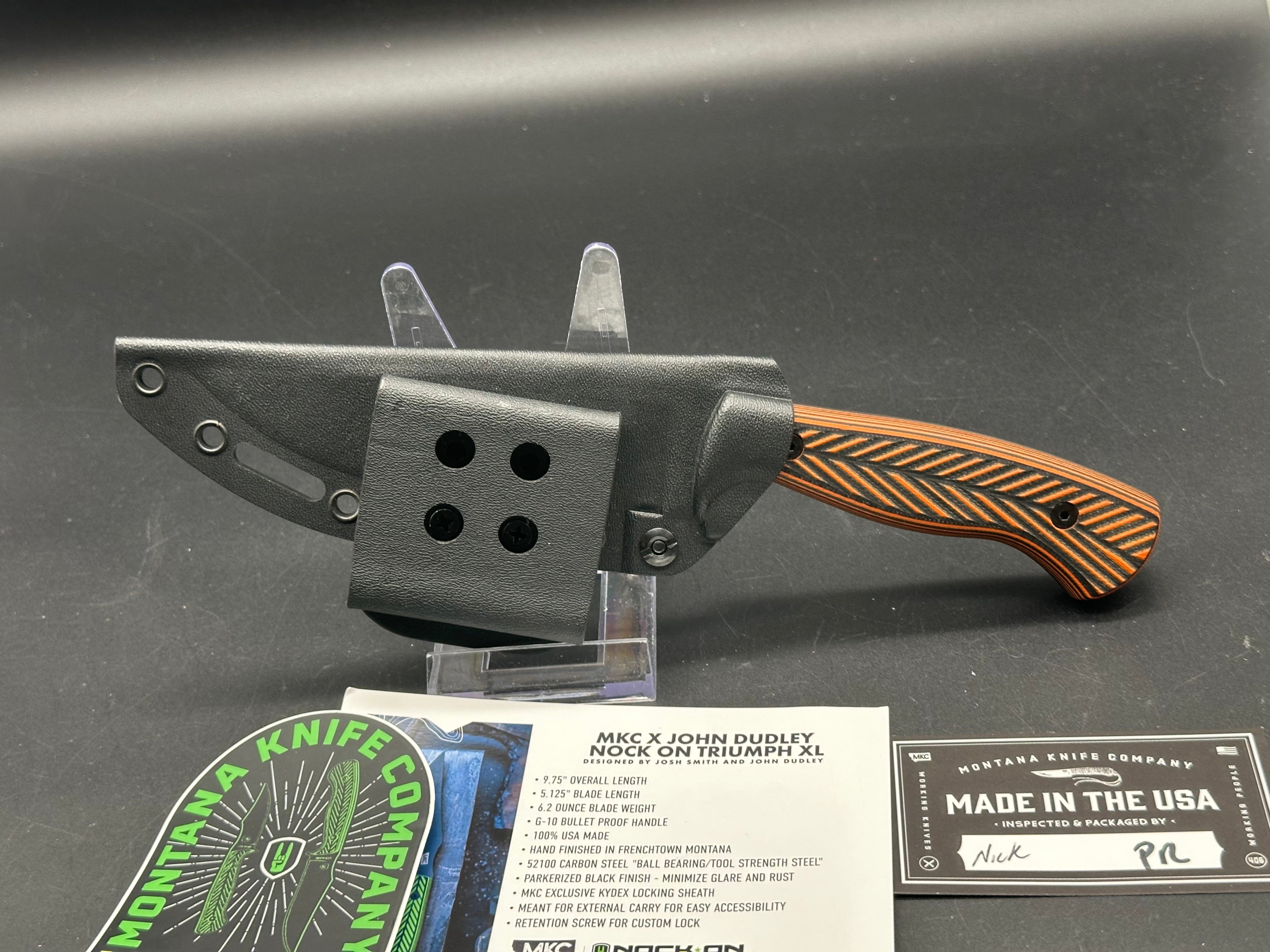 Montana Knife Co NOCK ON - TRIUMPH HUNTER XL - ORANGE & BLACK