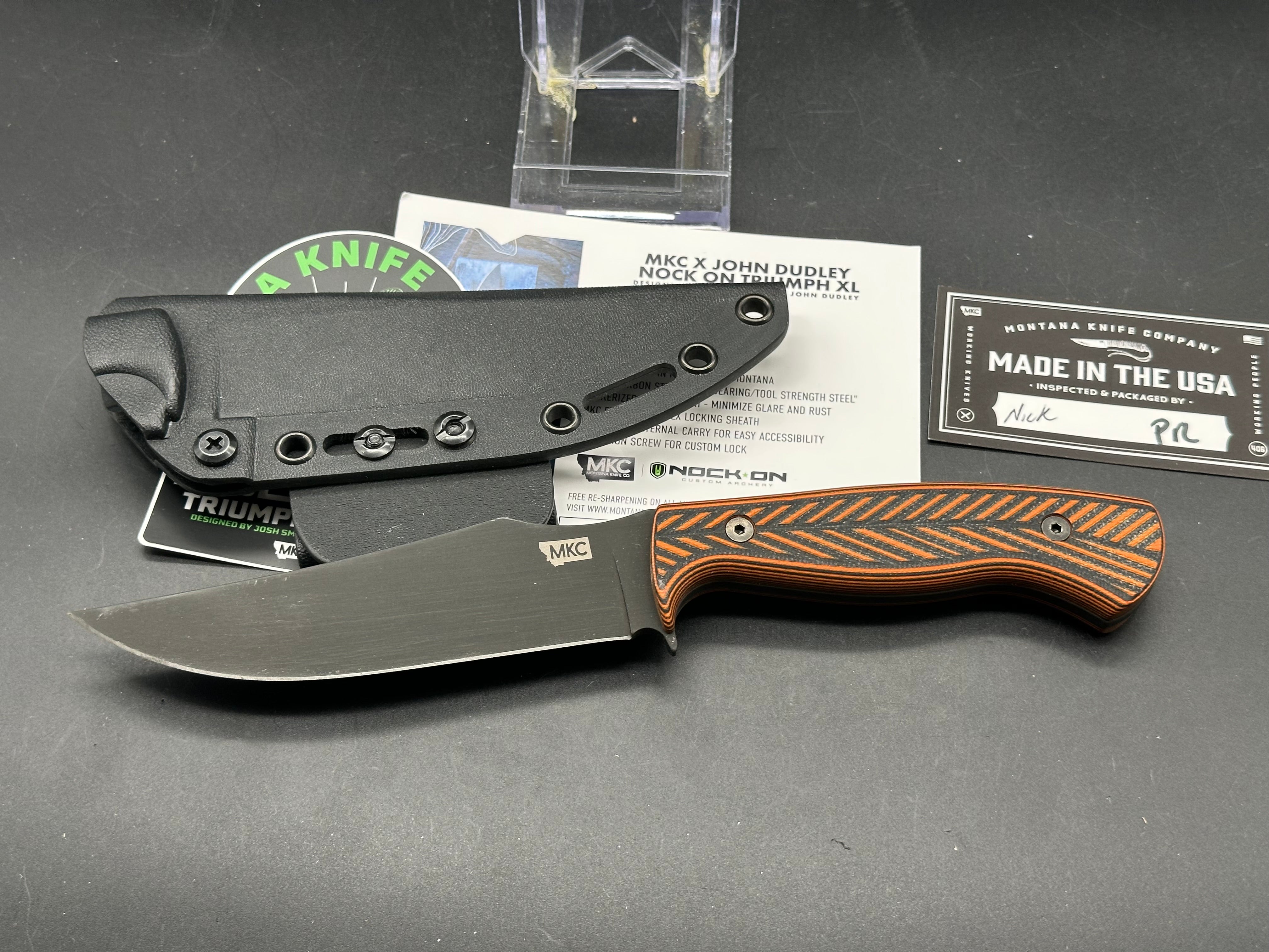 Montana Knife Co NOCK ON - TRIUMPH HUNTER XL - ORANGE & BLACK