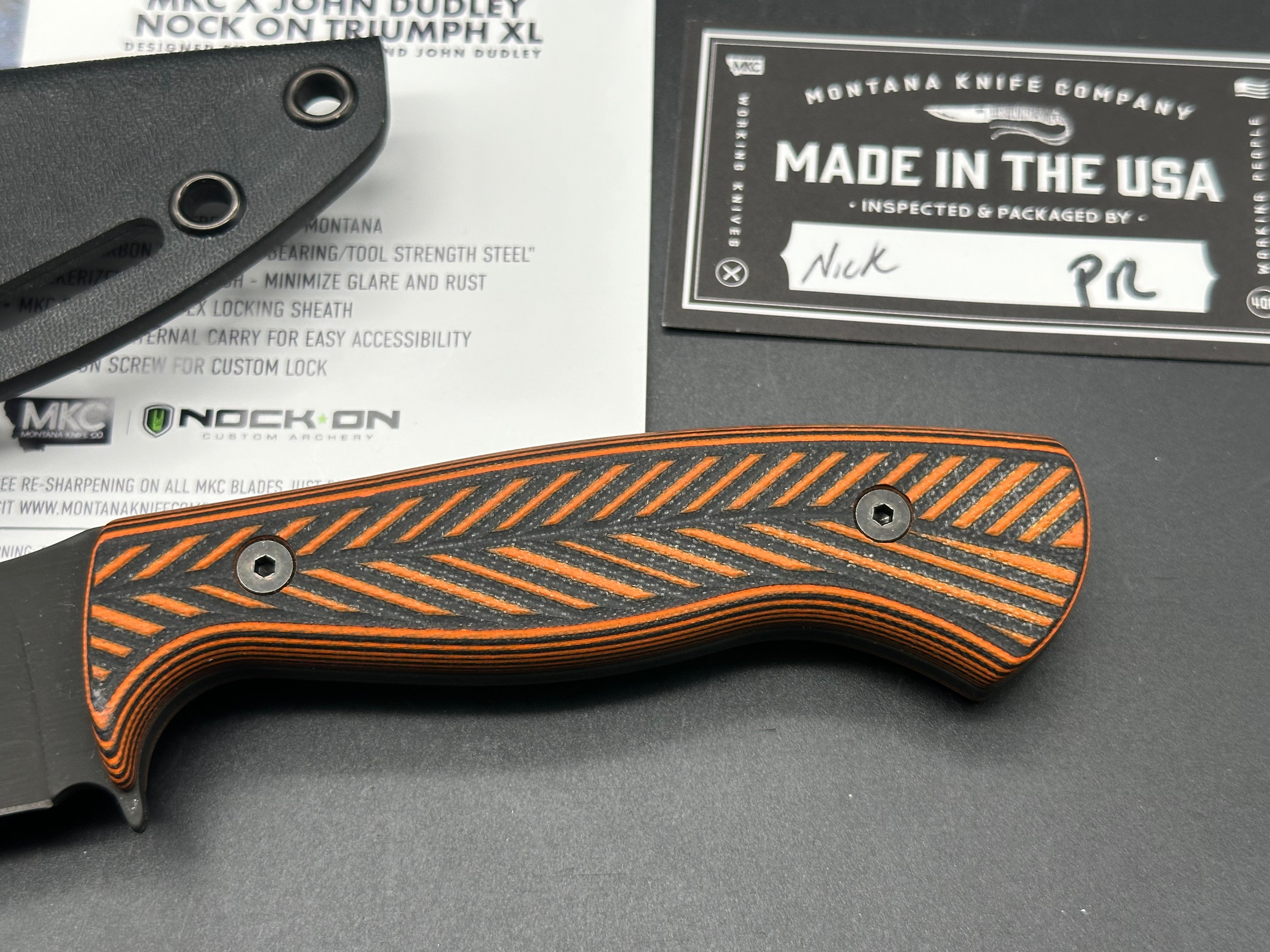 Montana Knife Co NOCK ON - TRIUMPH HUNTER XL - ORANGE & BLACK