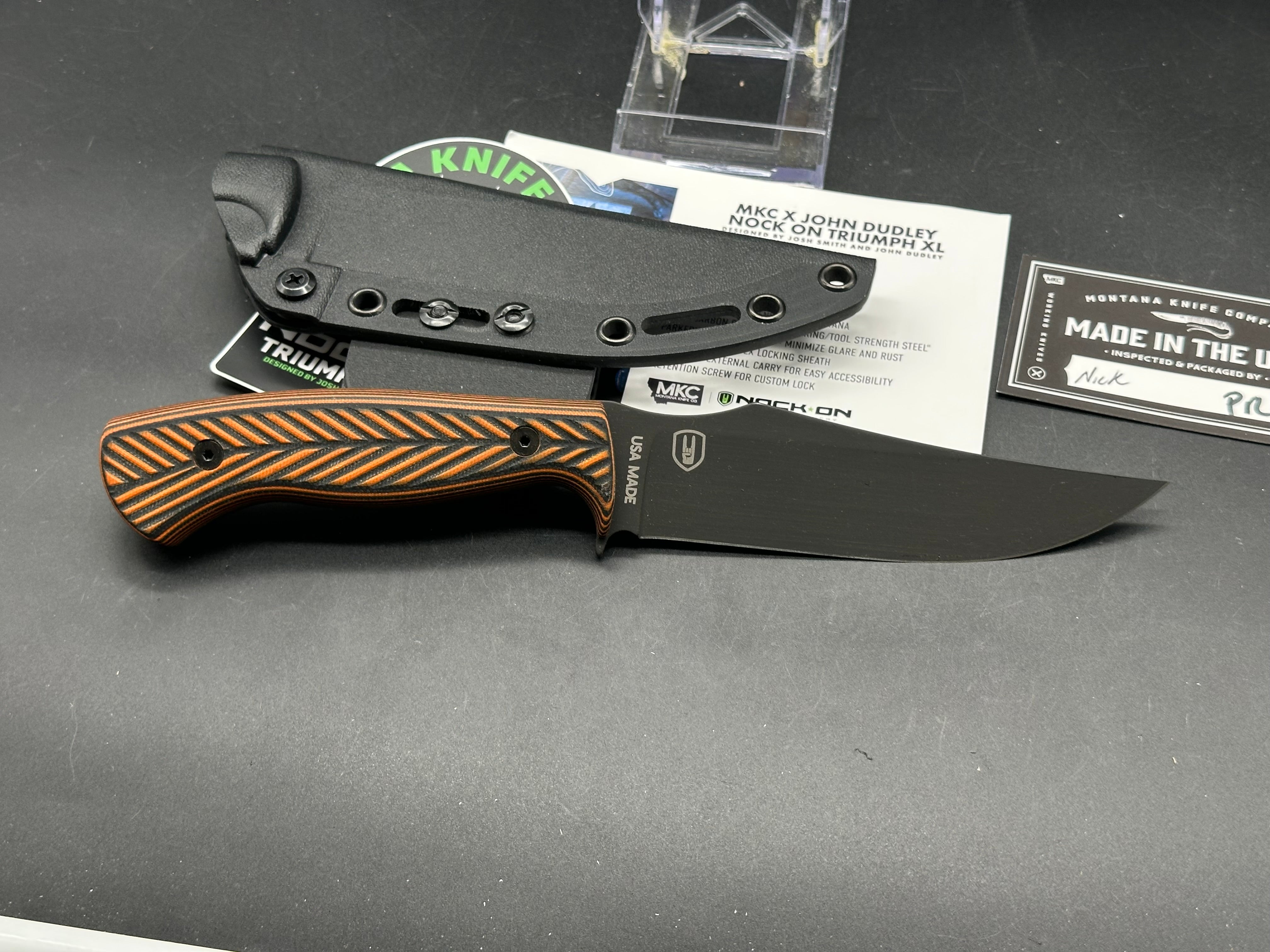 Montana Knife Co NOCK ON - TRIUMPH HUNTER XL - ORANGE & BLACK