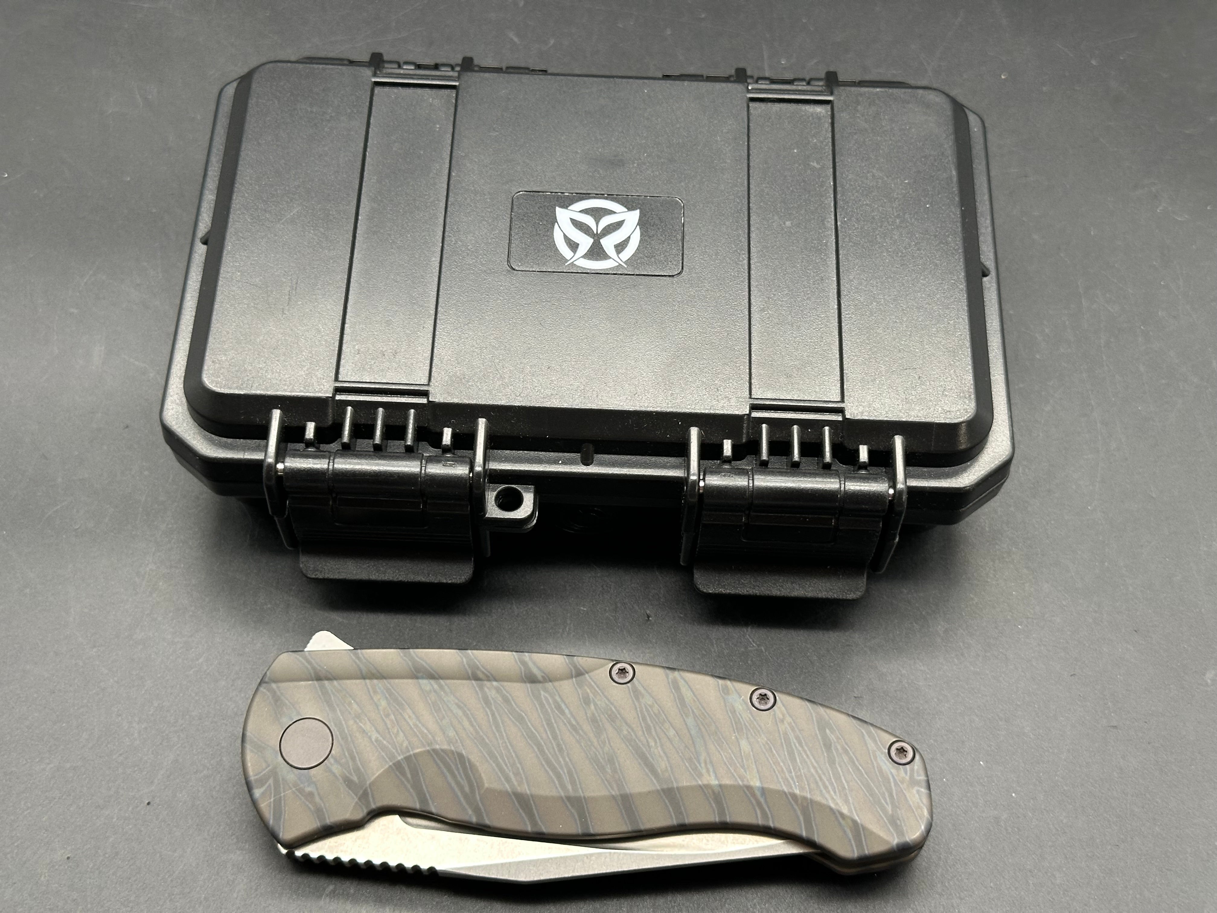 PMP Knives - Berserker 2.0/Flamed Ti Handle + Custom Matte Purple Anodized Hardware/Tanto/Stonewash M390
