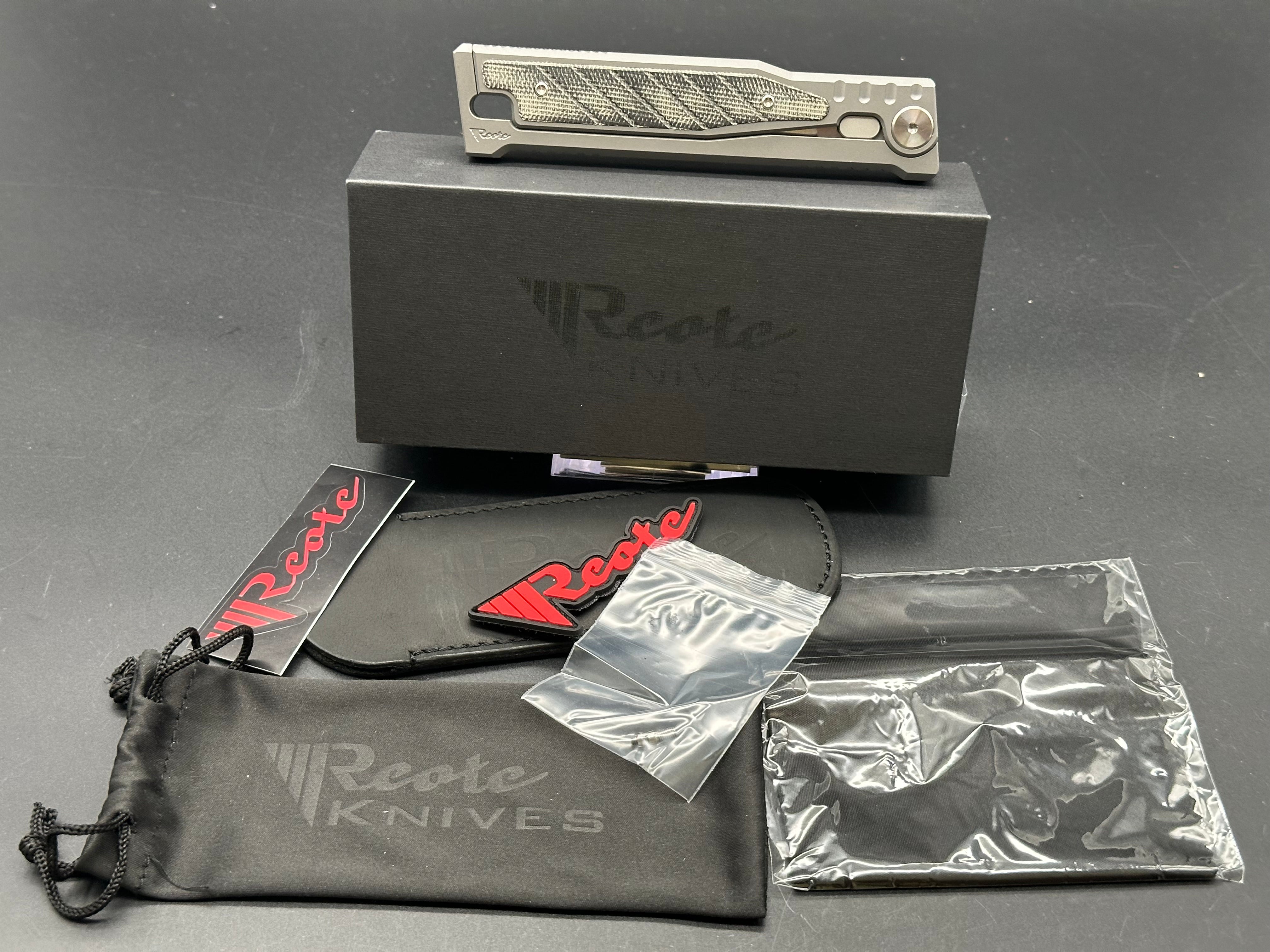 Reate EXO Tanto Gravity Knife Titanium/Black Micarta (3.75" Satin)
