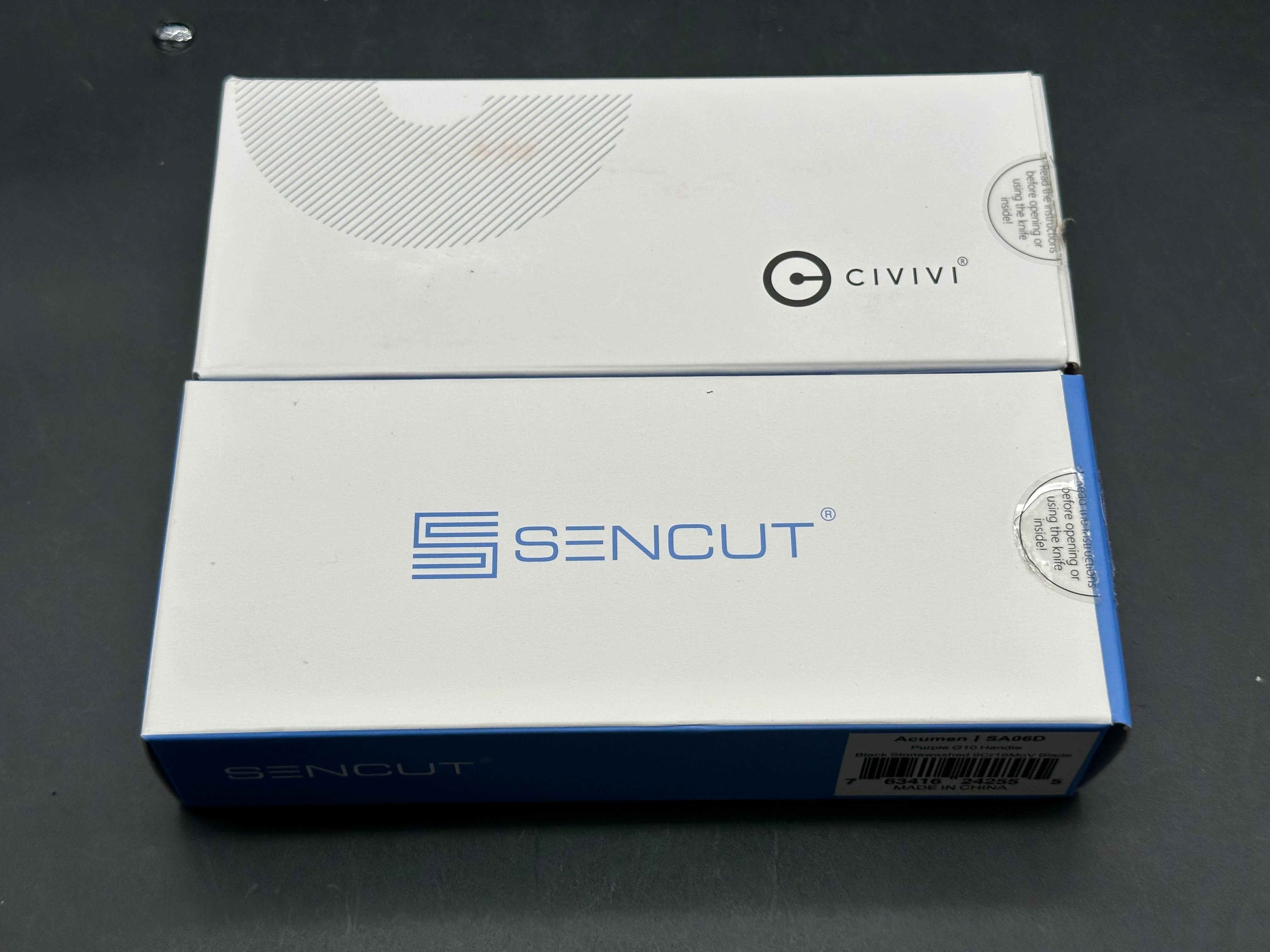 Purple bundle Sencut Acumen & Civivi Baby Banter wharncliffe