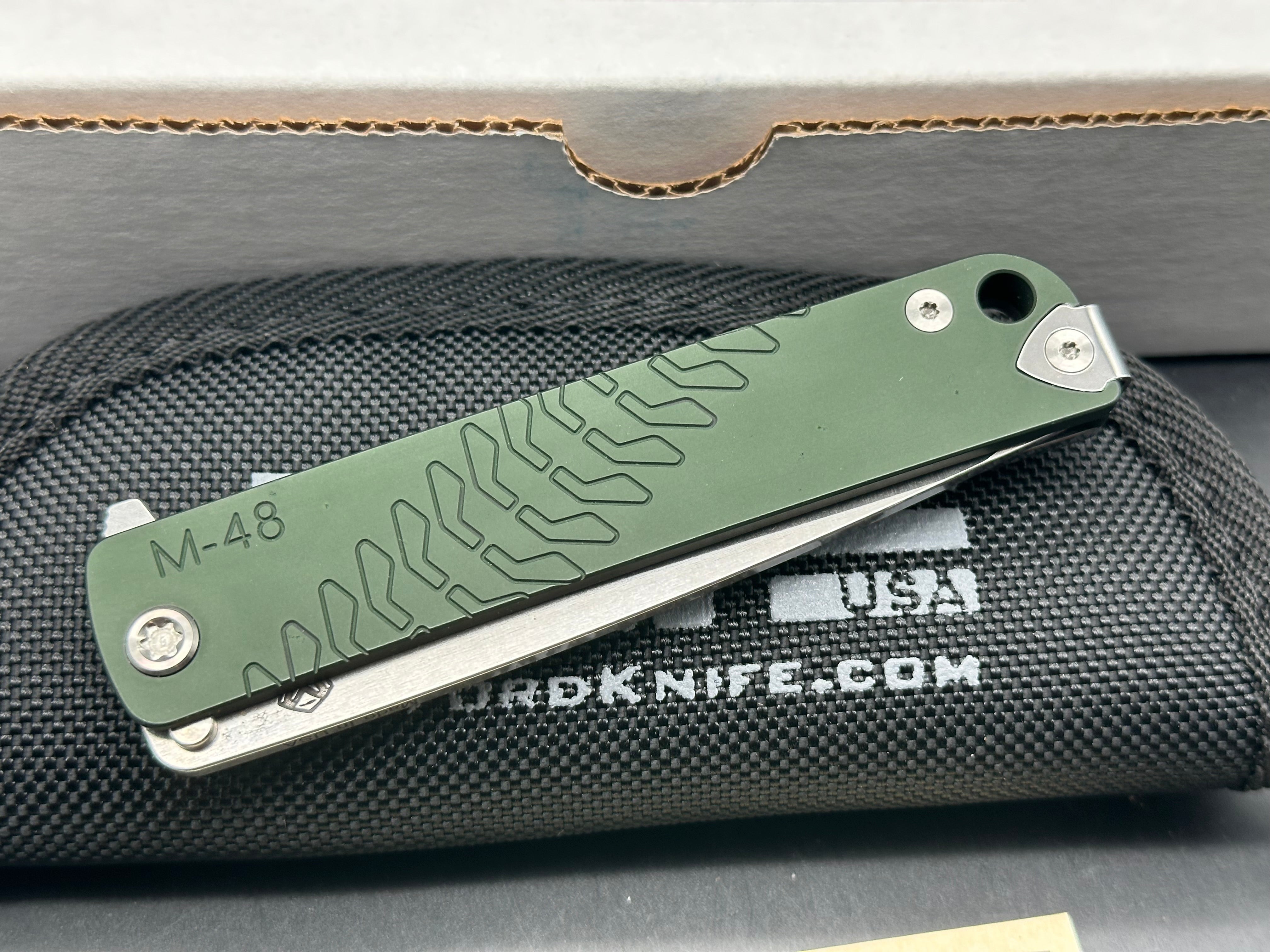 Medford M-48 Green Hybrid Frame Lock Knife Ti/Green Aluminum (3.9" Satin)