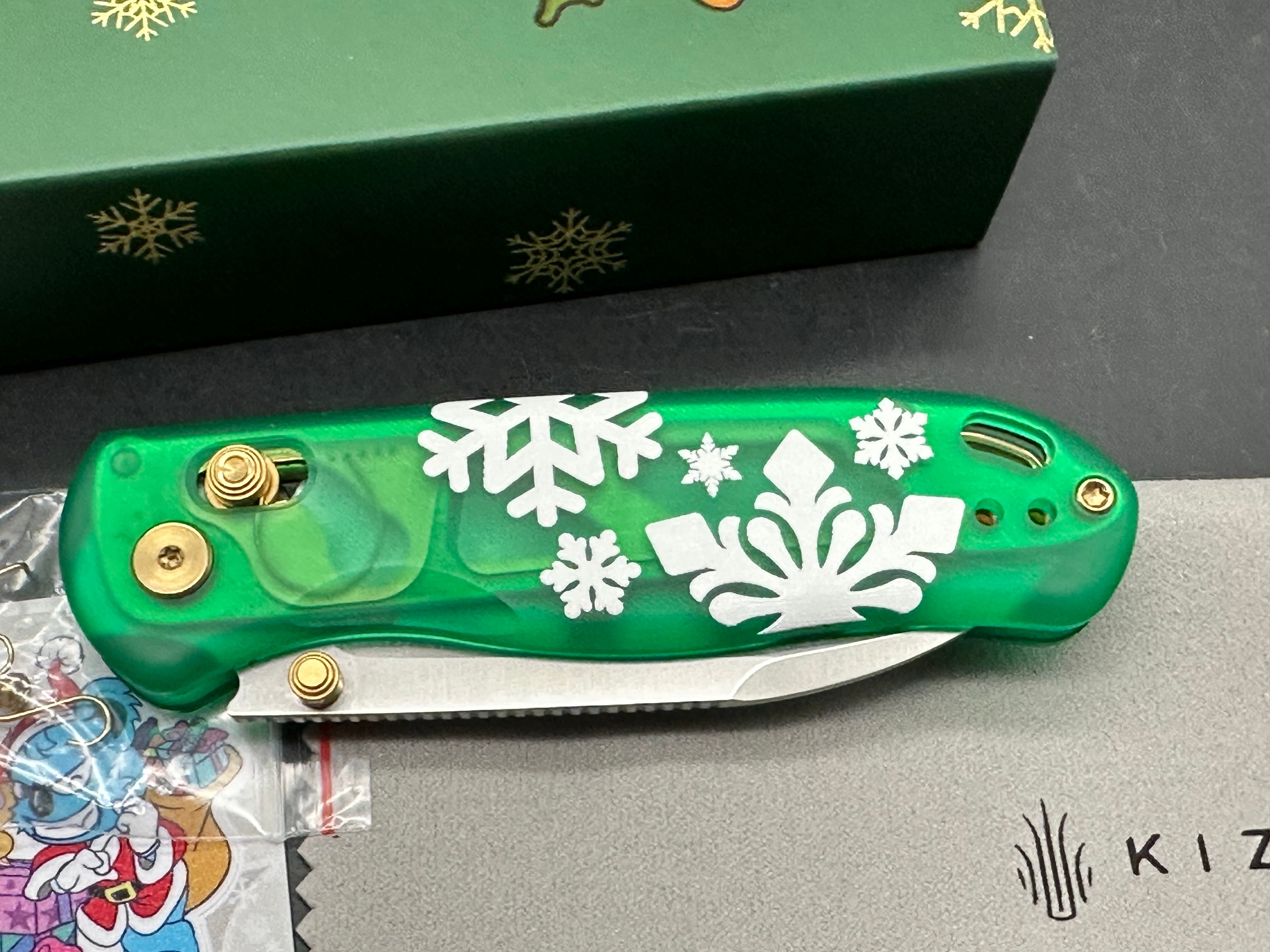 Kizer Drop Bear Holiday issue green handle w/154CM blade