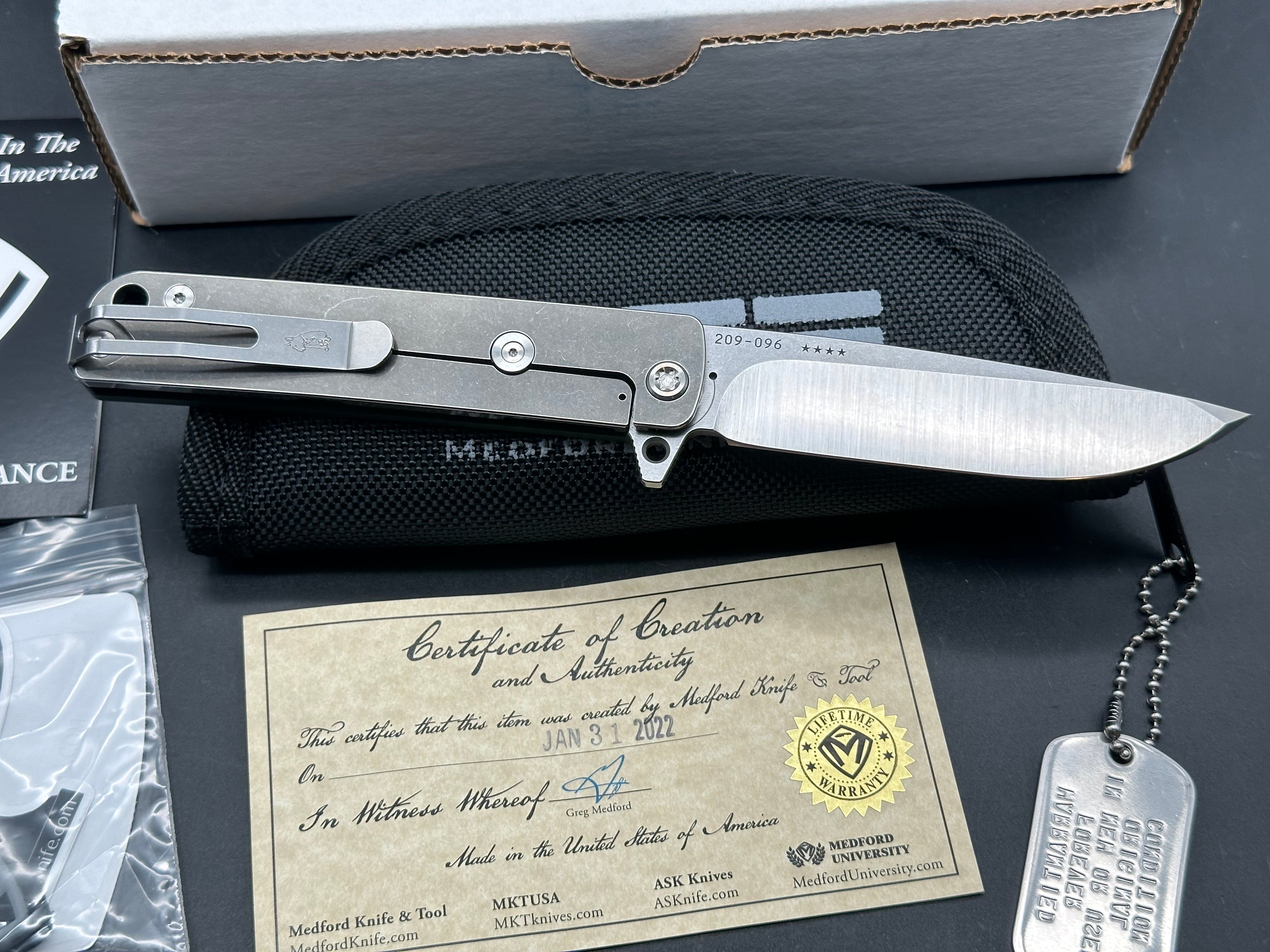 Medford M-48 Green Hybrid Frame Lock Knife Ti/Green Aluminum (3.9" Satin)