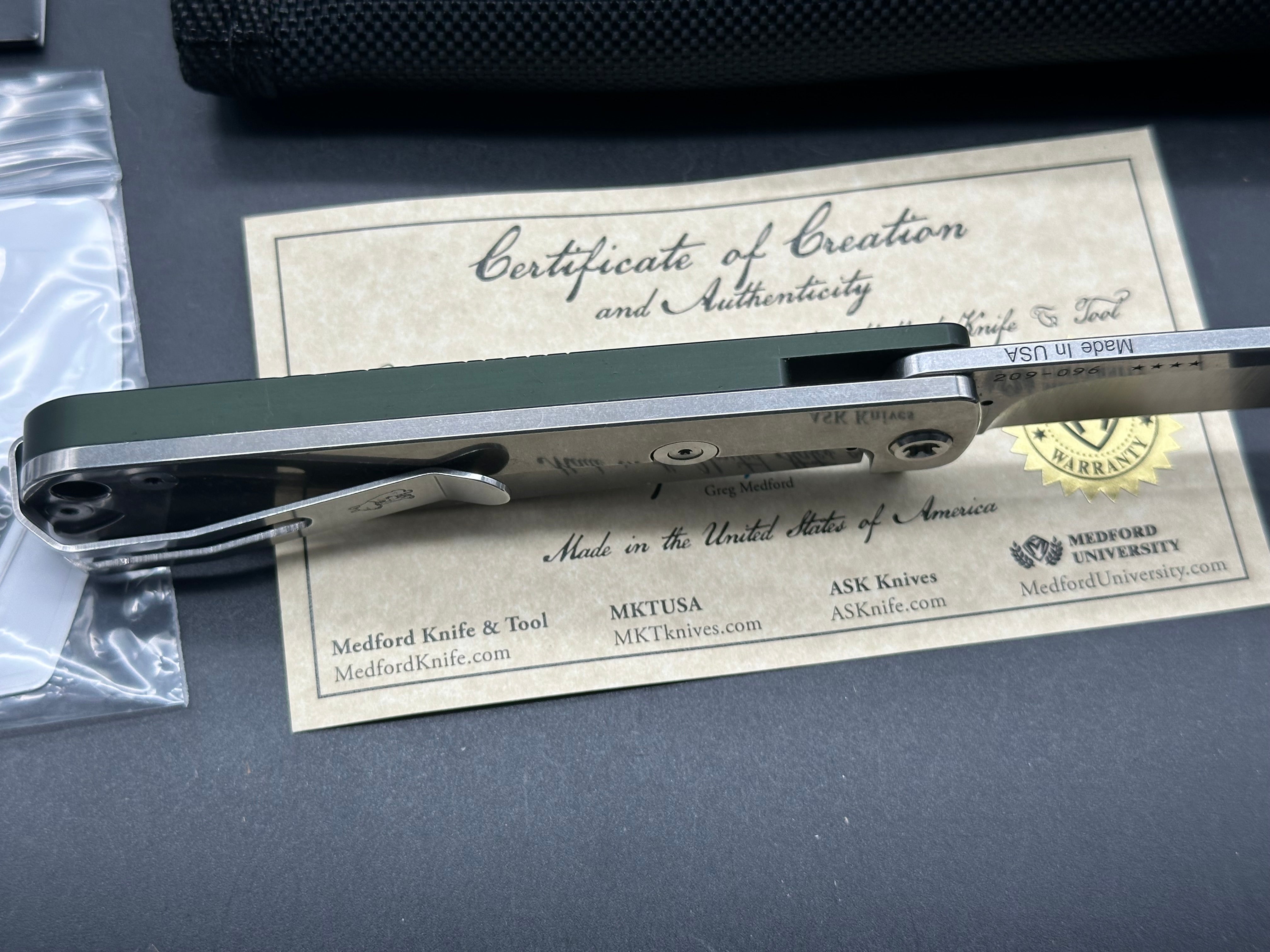 Medford M-48 Green Hybrid Frame Lock Knife Ti/Green Aluminum (3.9" Satin)