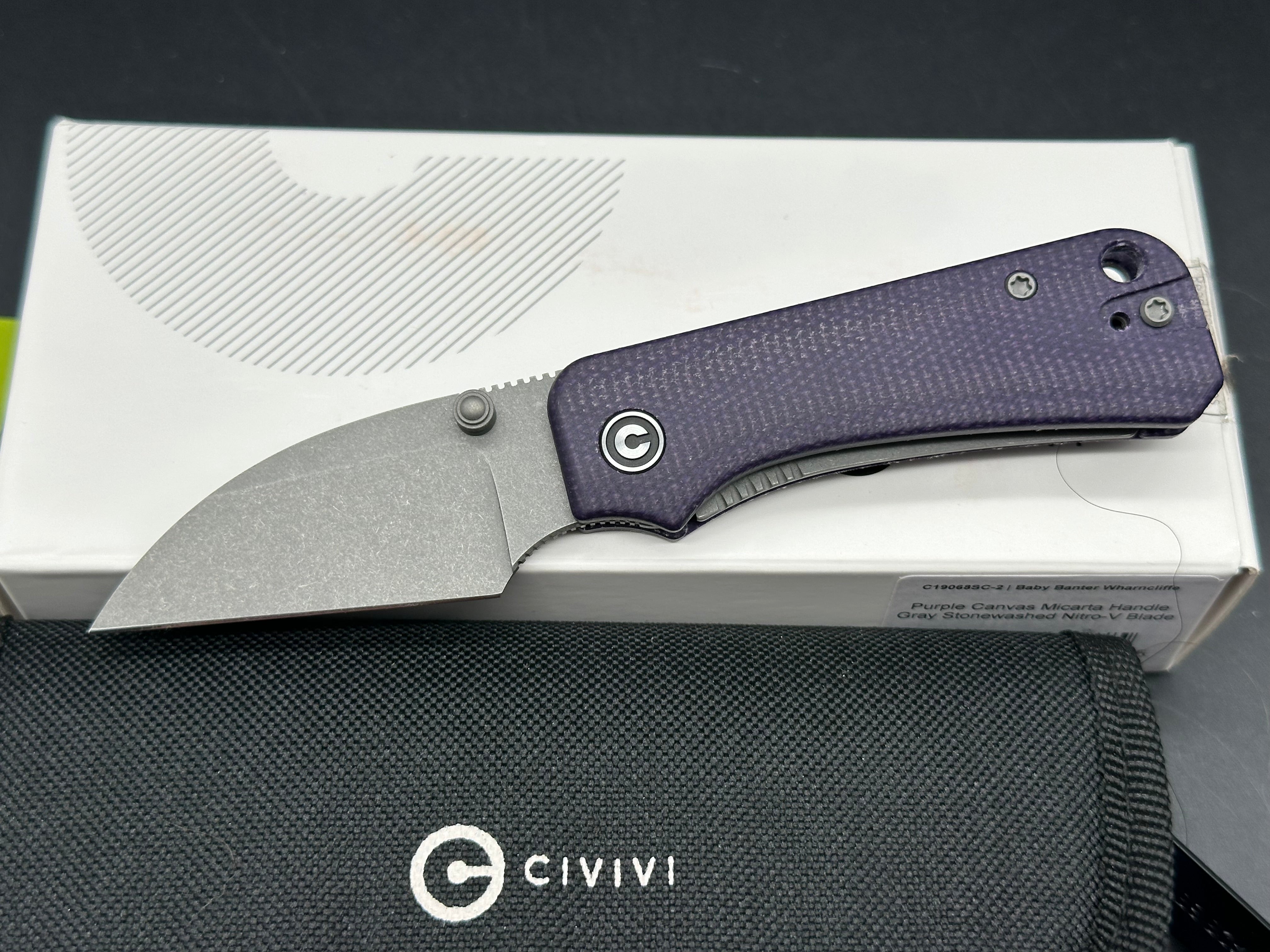 Purple bundle Sencut Acumen & Civivi Baby Banter wharncliffe