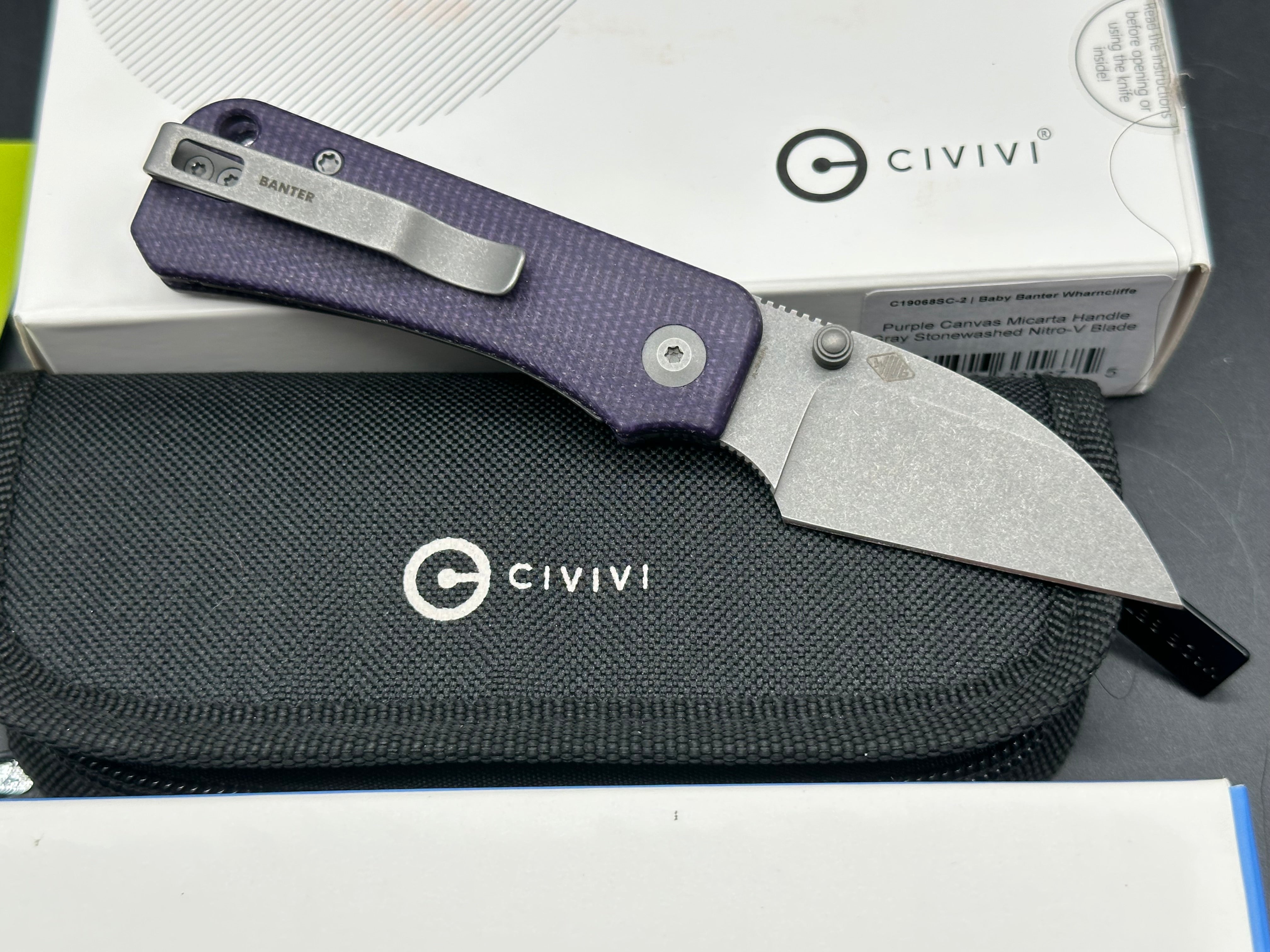 Purple bundle Sencut Acumen & Civivi Baby Banter wharncliffe