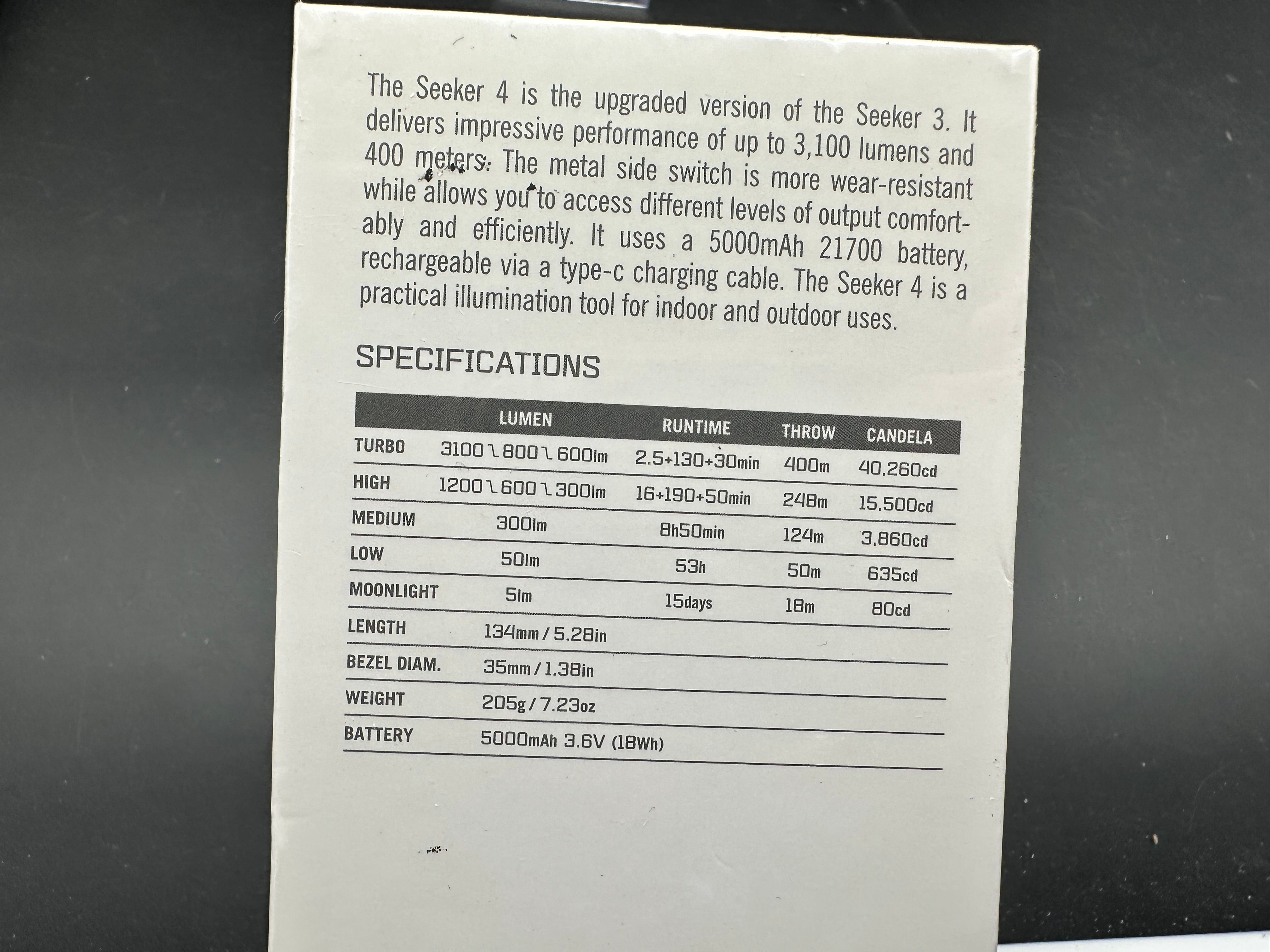 Olight Seeker 4 red aluminum 3100 lumens (Sealed in box)