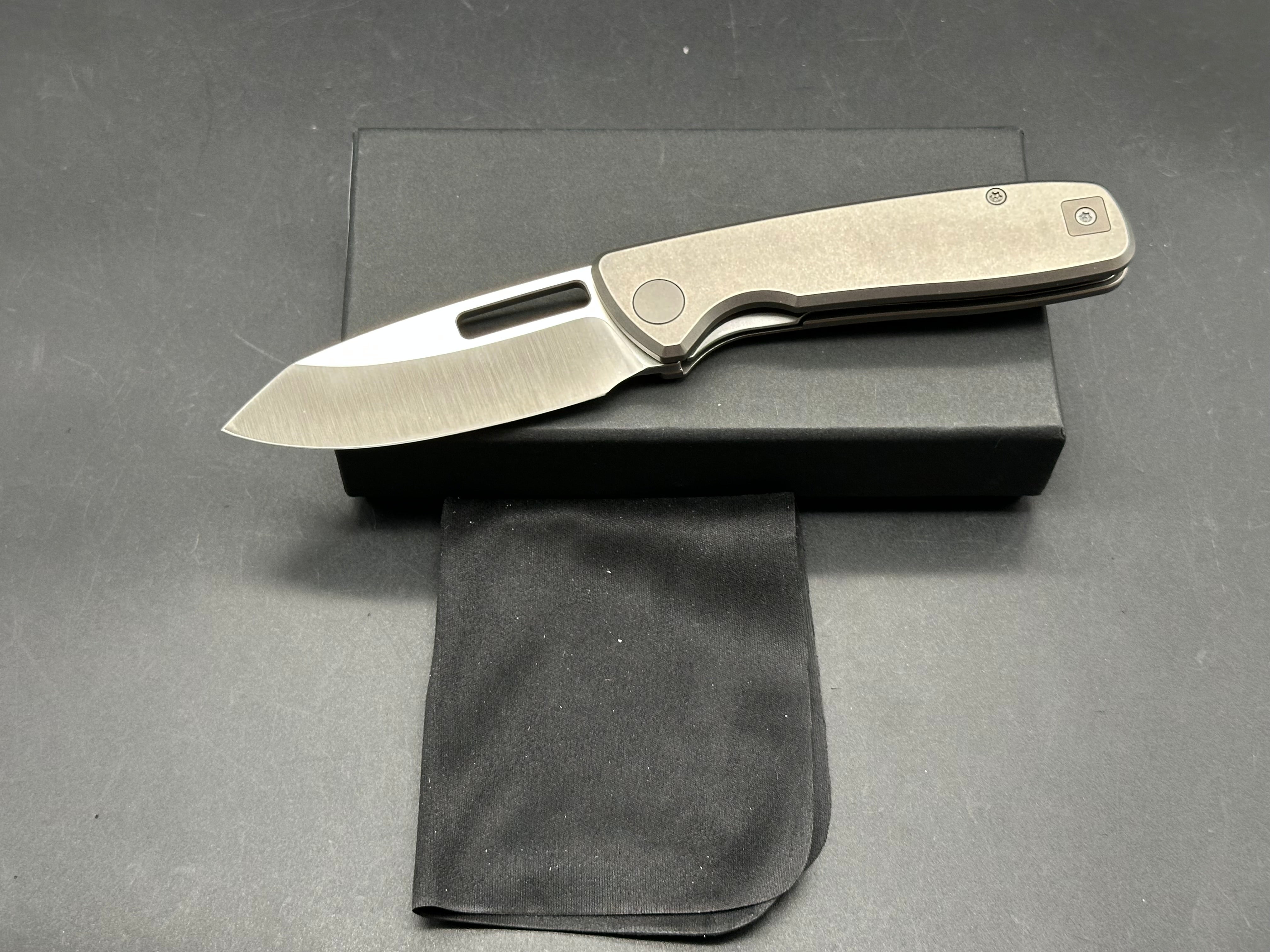Bridgeport 395 LL, 3" CPM 20CV Stonewash Blade with Stonewash Titanium Handle