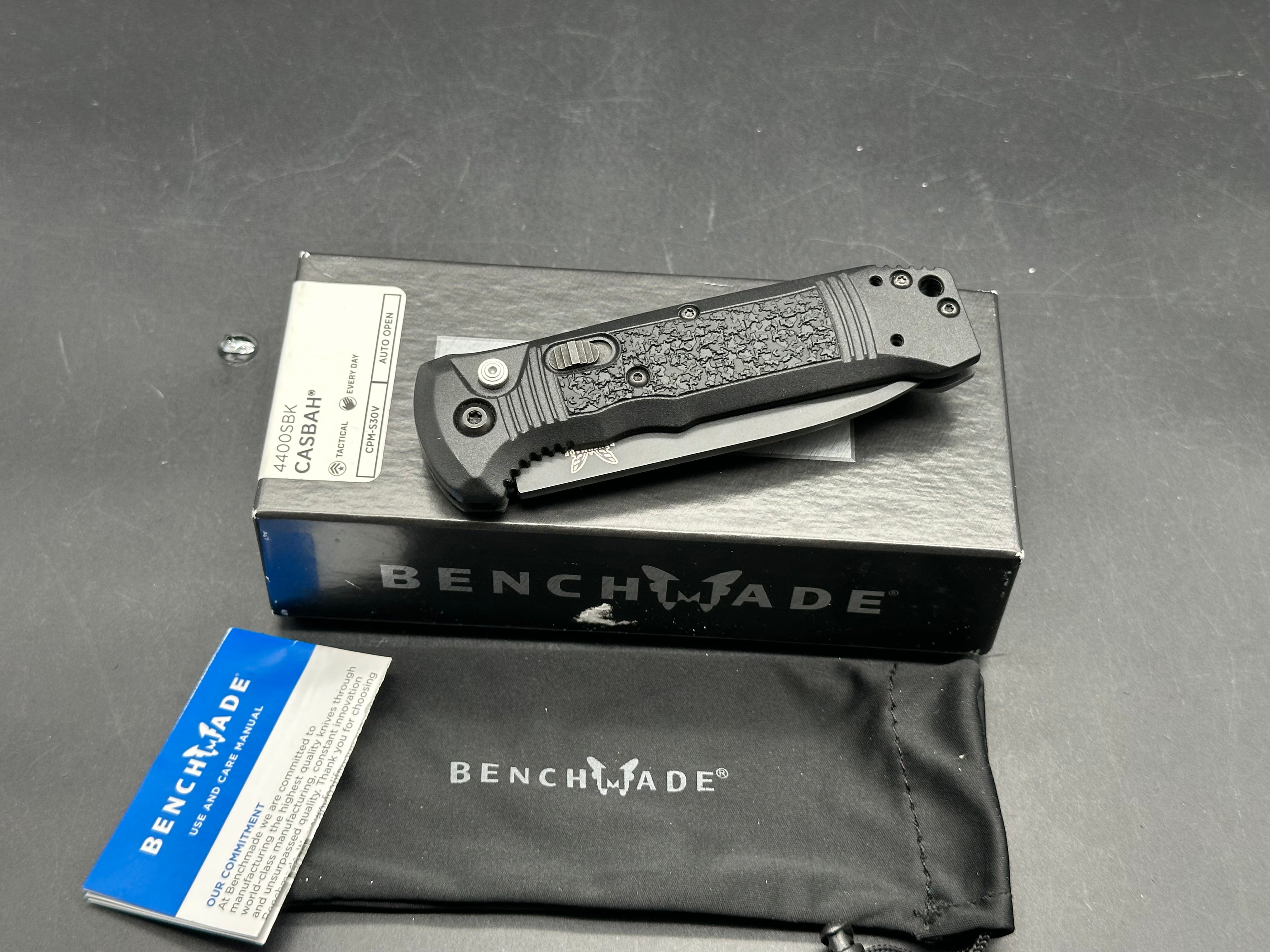 Benchmade Casbah Automatic Knife Black Grivory (3.4" Black Serr)