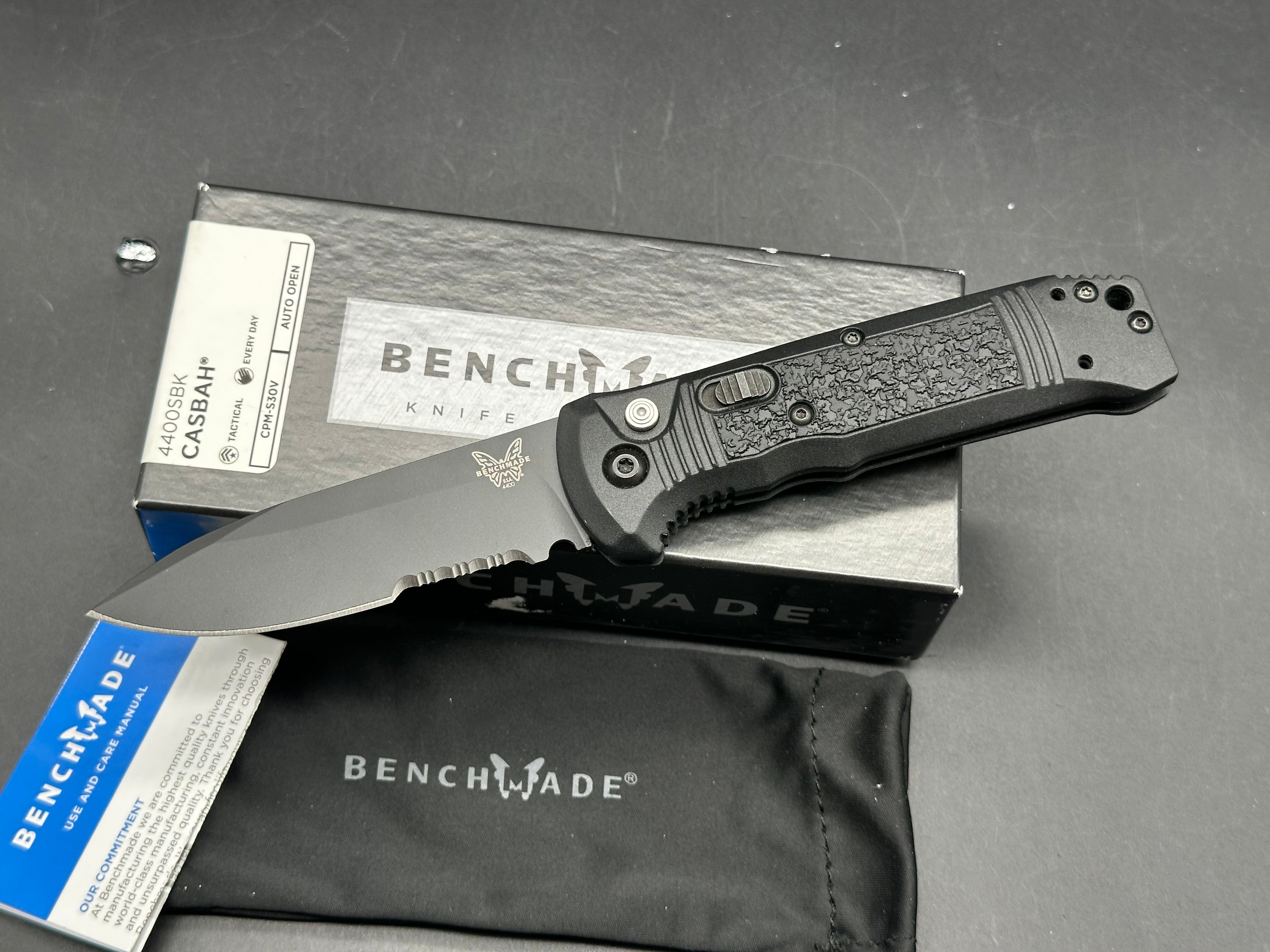 Benchmade Casbah Automatic Knife Black Grivory (3.4" Black Serr)