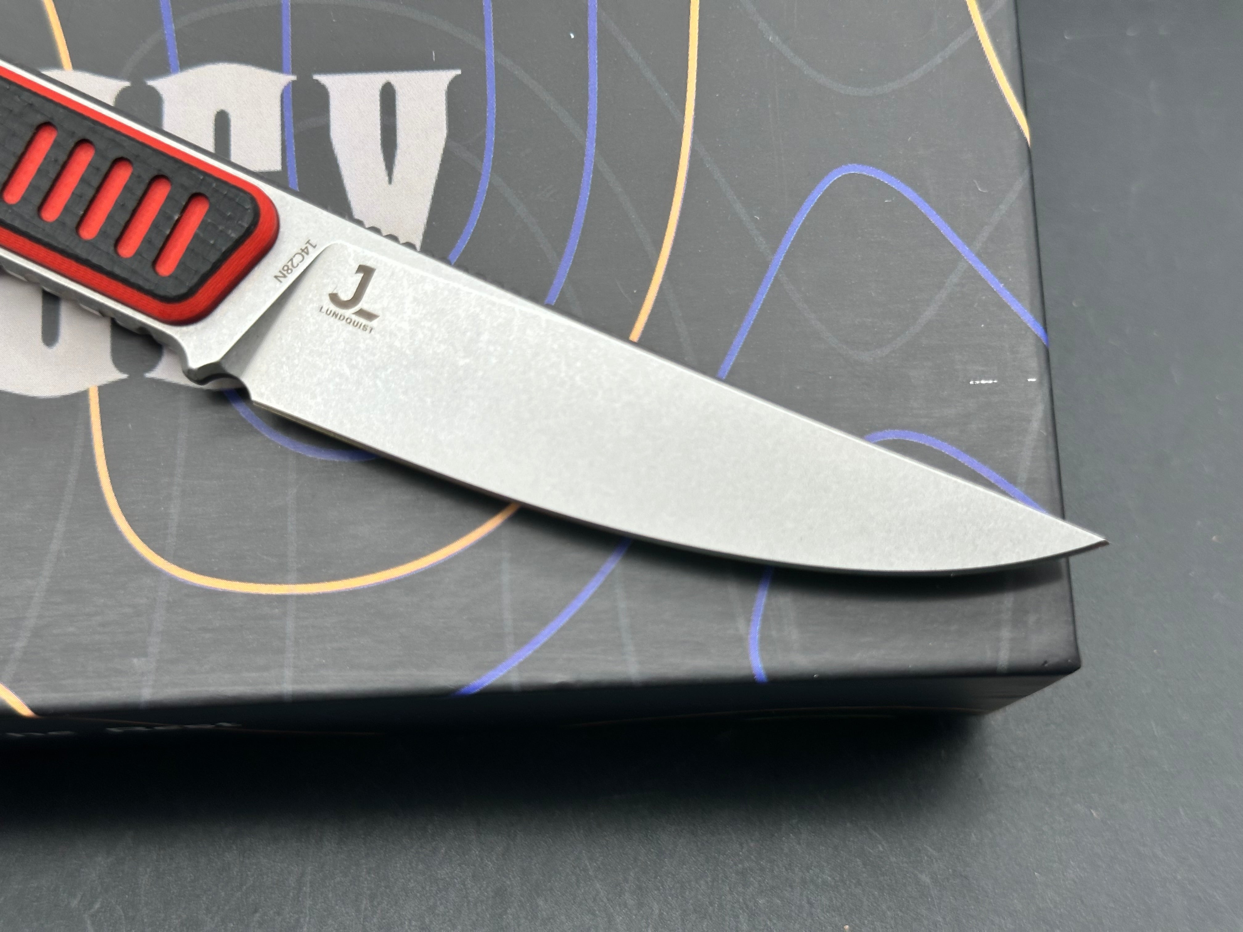 KUBEY JL KWAIKEN FIXED BLADE KNIFE RED/BLACK G10 HANDLE 14C28N PLAIN EDGE BEADBLAST FINISH