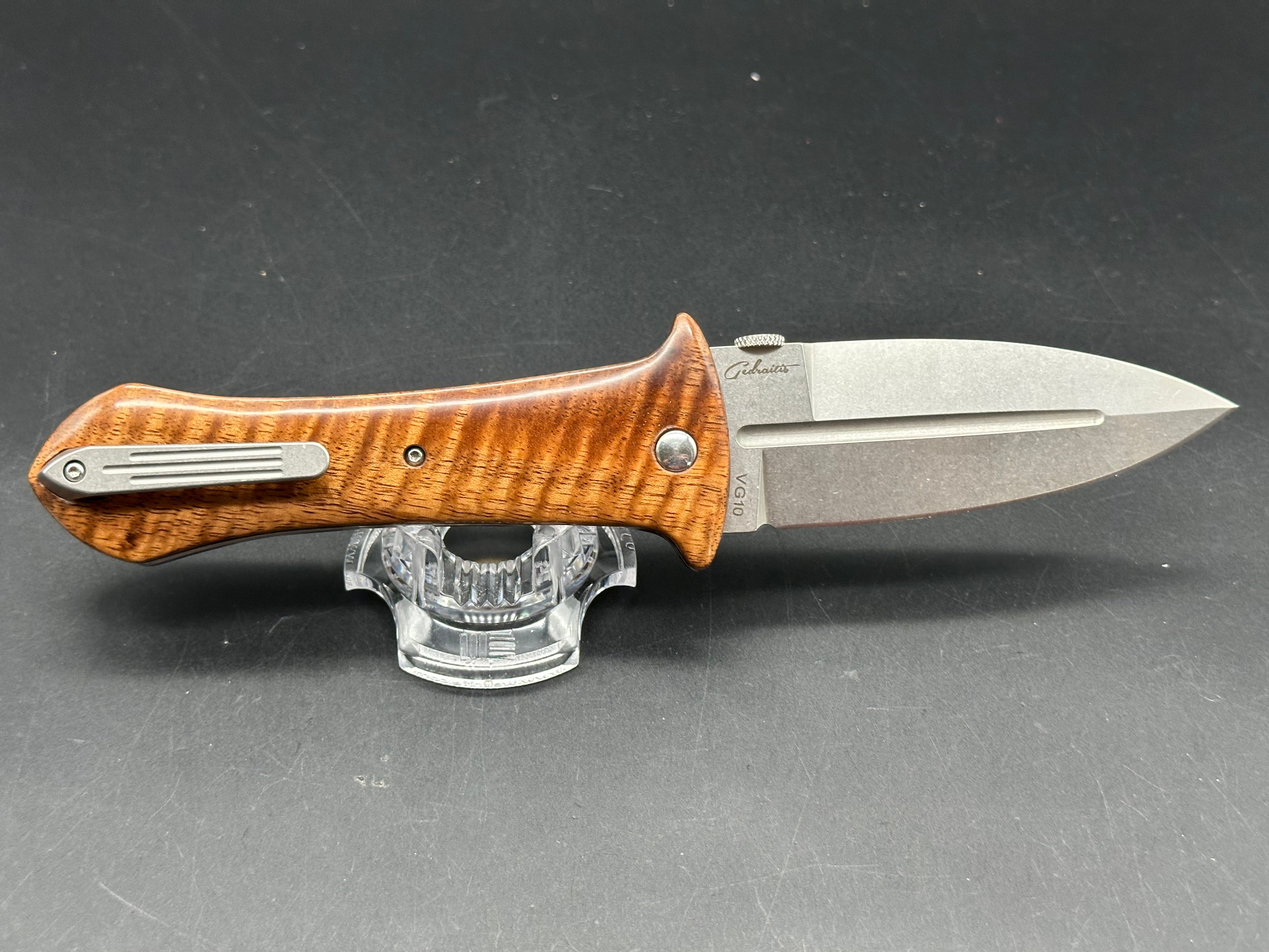 Boker Pocket Smatchet Dagger Folding Knife Koa Wood Scales (4" SW)