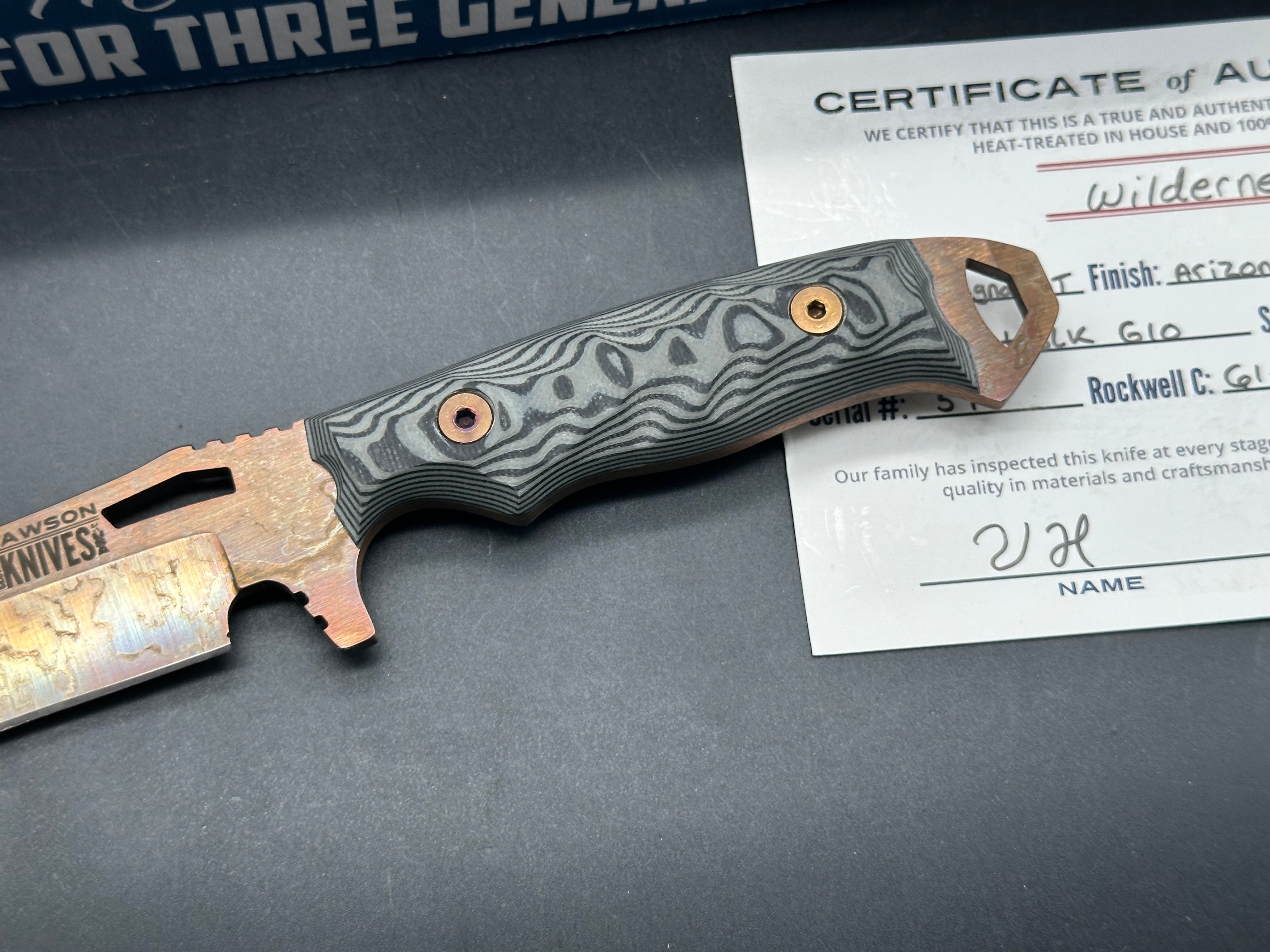 Dawson Knives Wilderness magnacut blade