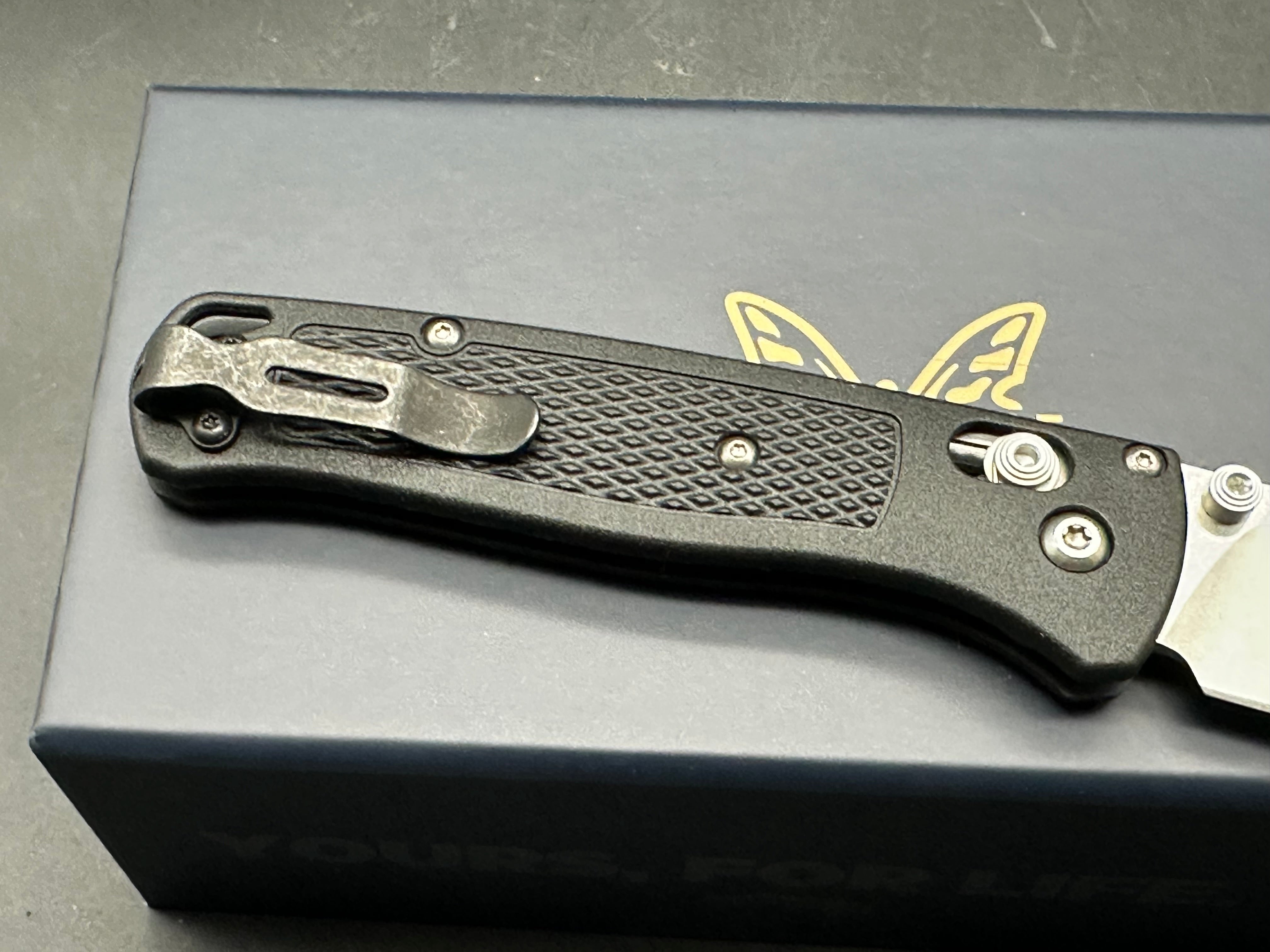 Benchmade Bugout-Custom, 3.24" MagnaCut Stonewash Blade with Custom Black Grivory Scales