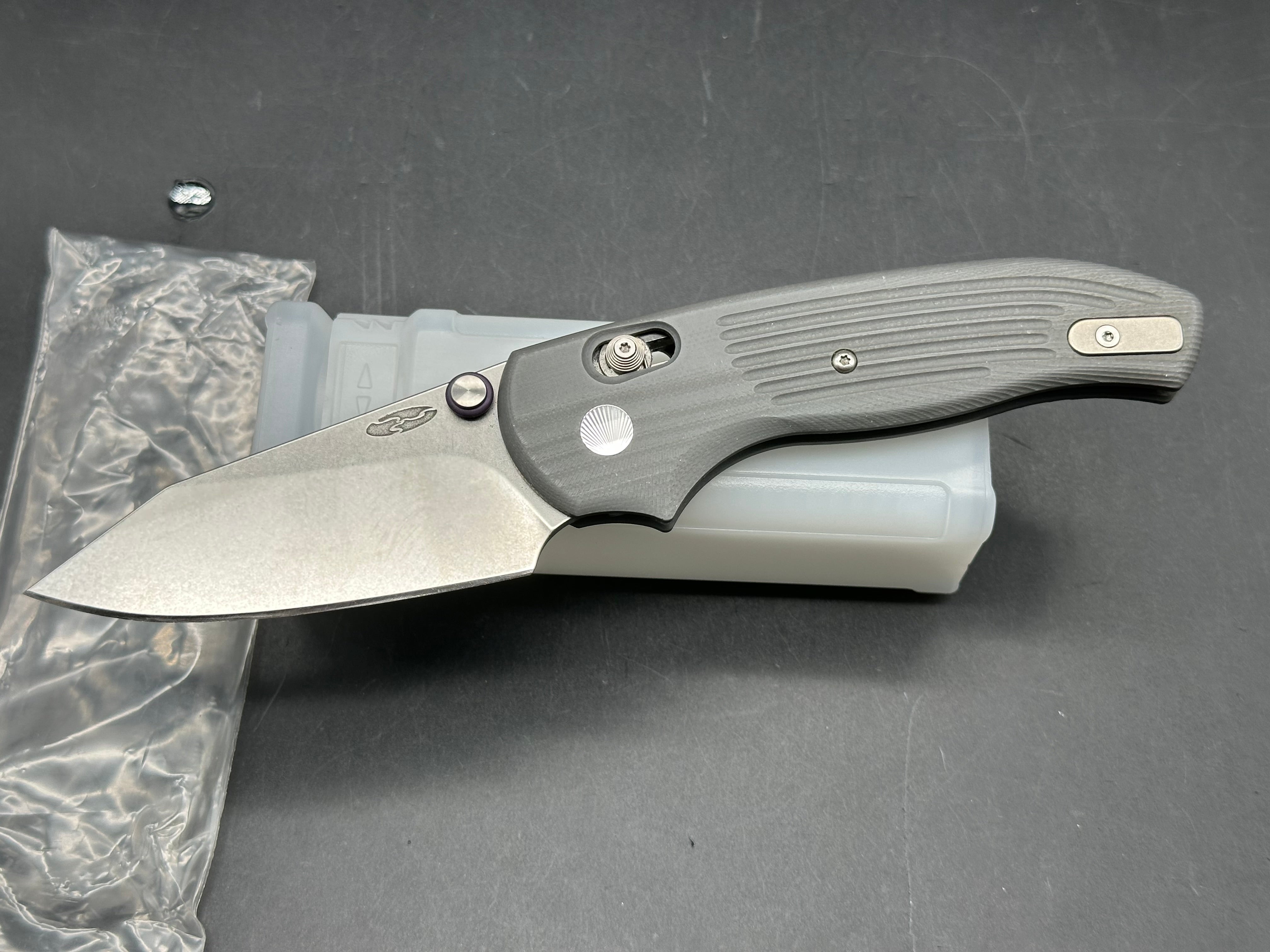 Three Rivers Manufacturing TRM Shadow River Lock Slate Gray G10 Handle Stonewashed Blade