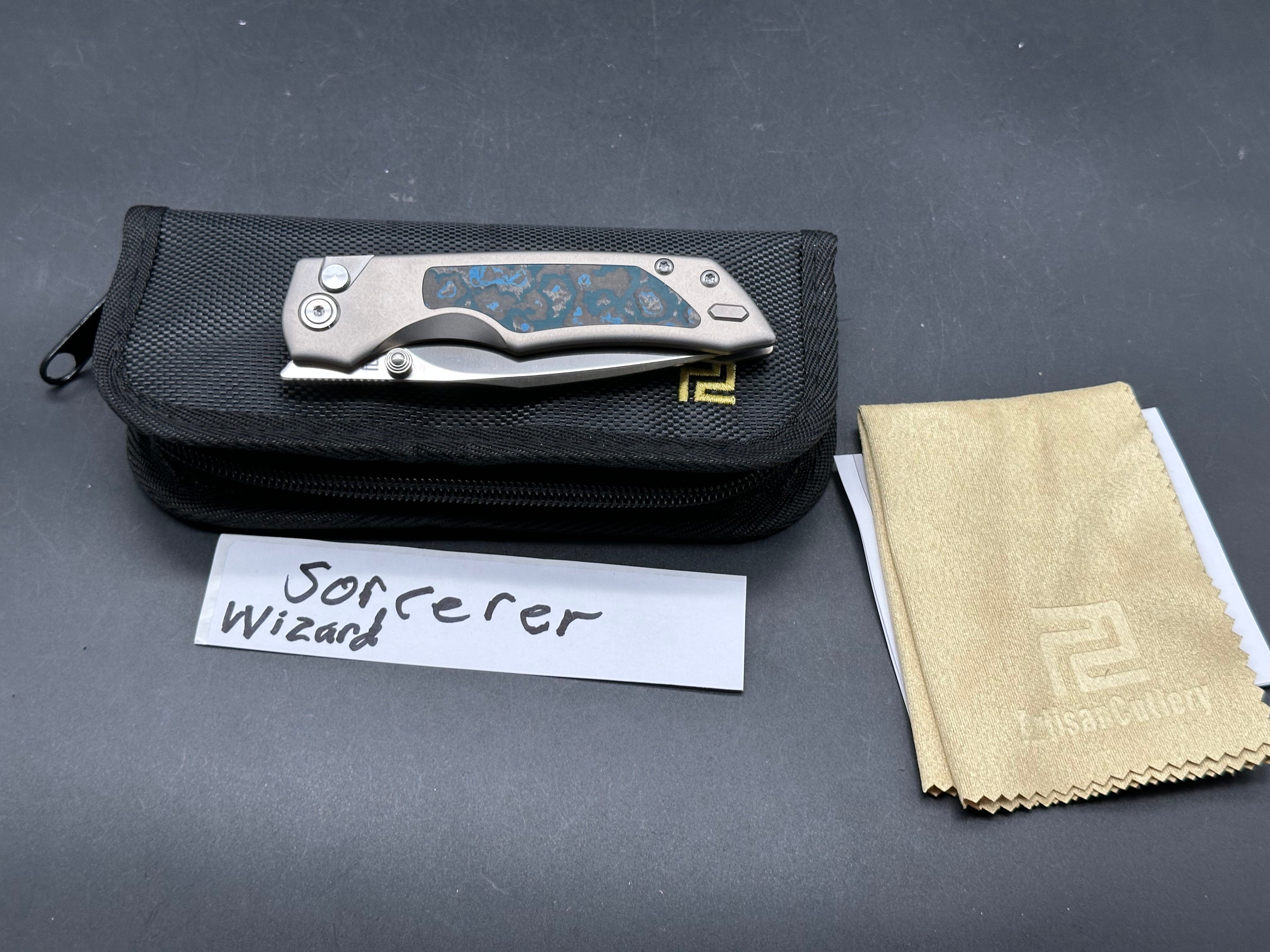 ARTISAN CUTLERY WIZARD (THE SORCERER) titanium/Arctic Storm inlays w/S90V blade