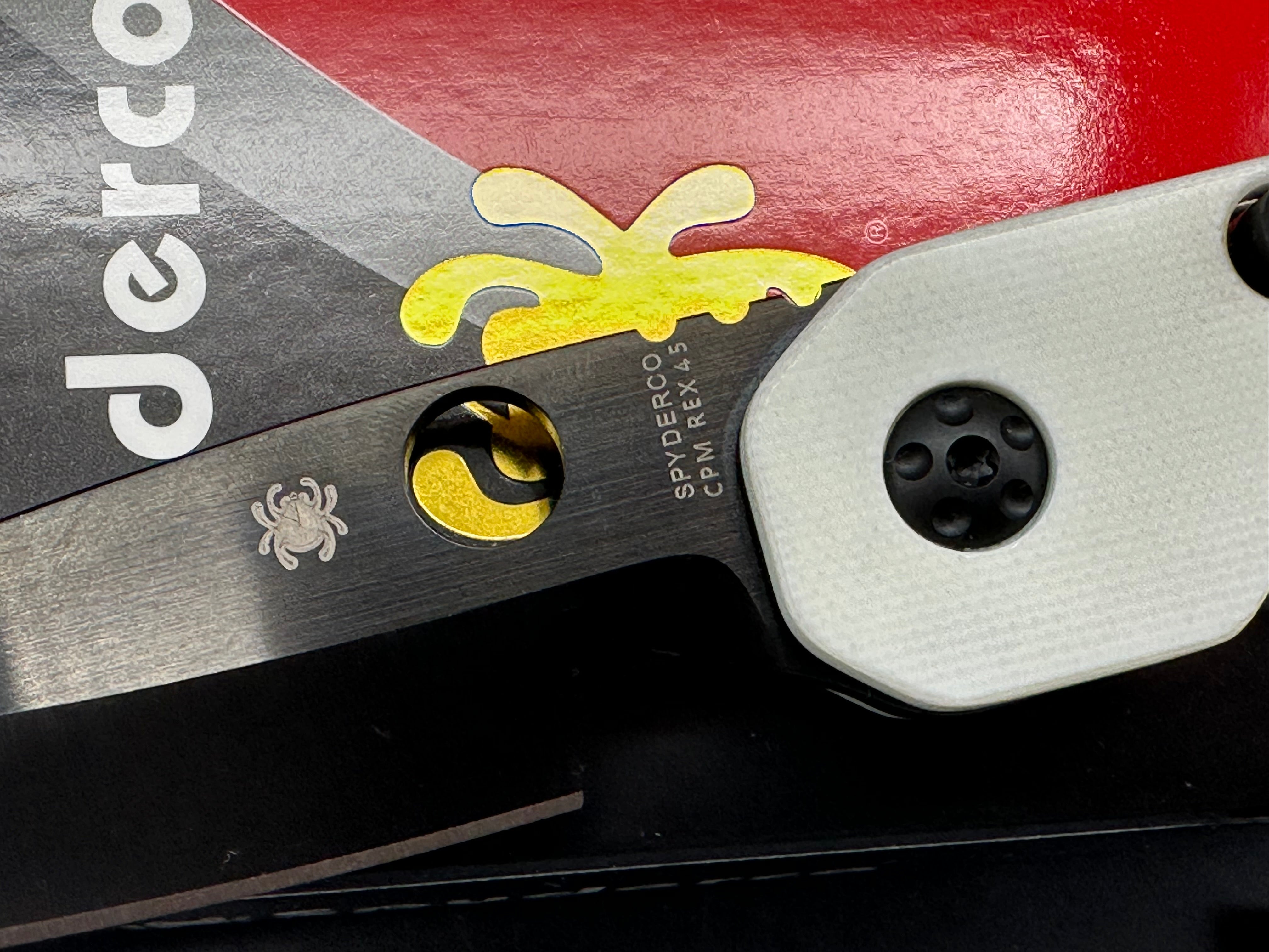Spyderco Smock Smooth White G10 Black Rex 45 GP GP Knives exclusive