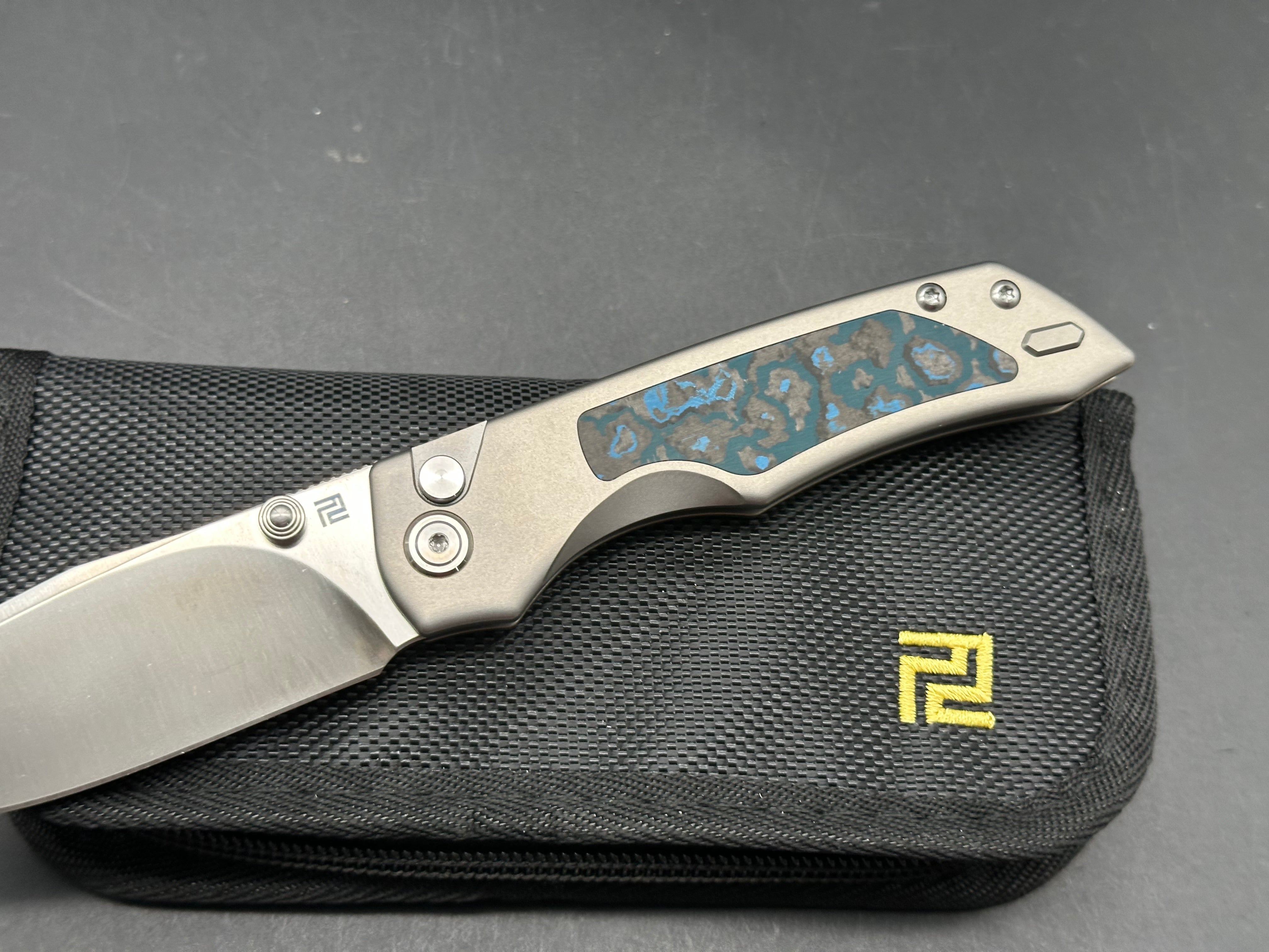 ARTISAN CUTLERY WIZARD (THE SORCERER) titanium/Arctic Storm inlays w/S90V blade