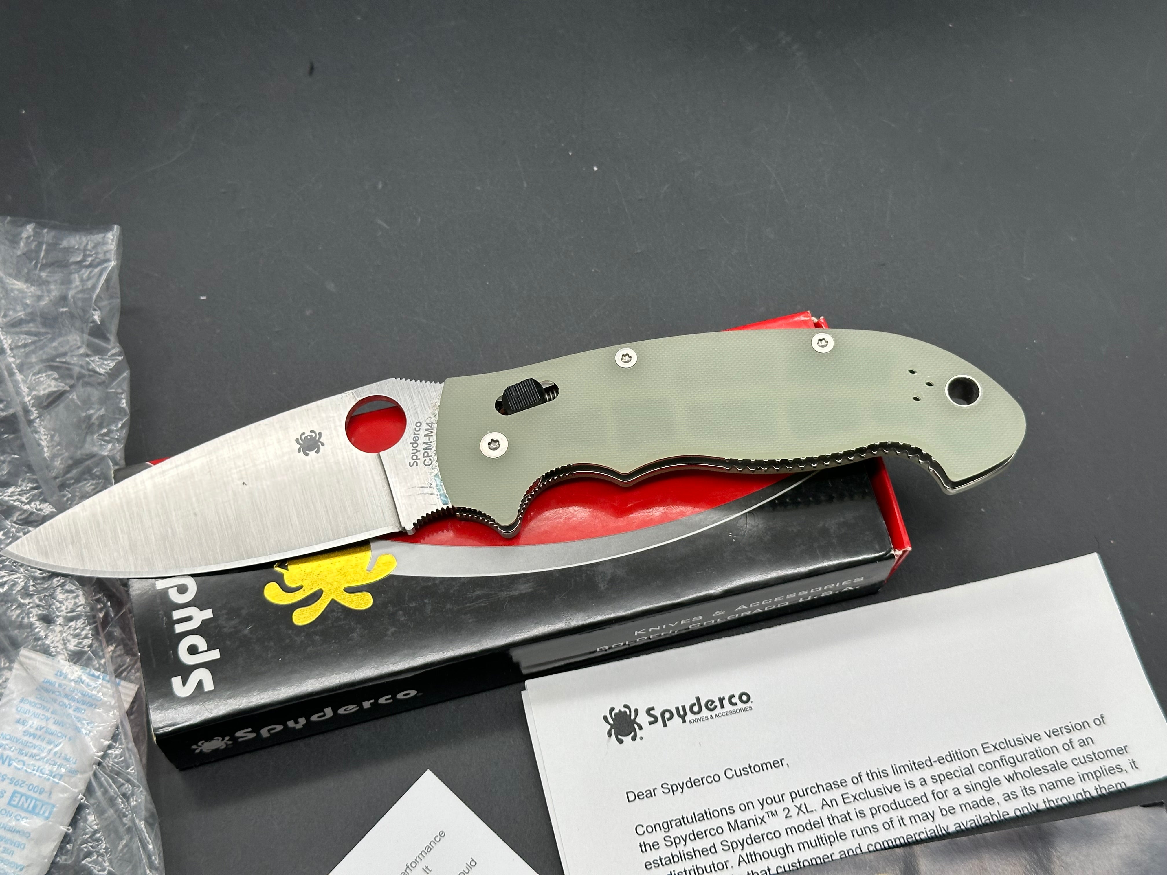 Spyderco Manix 2 XL M4 Natural G-10 Knife (3.88" Satin)