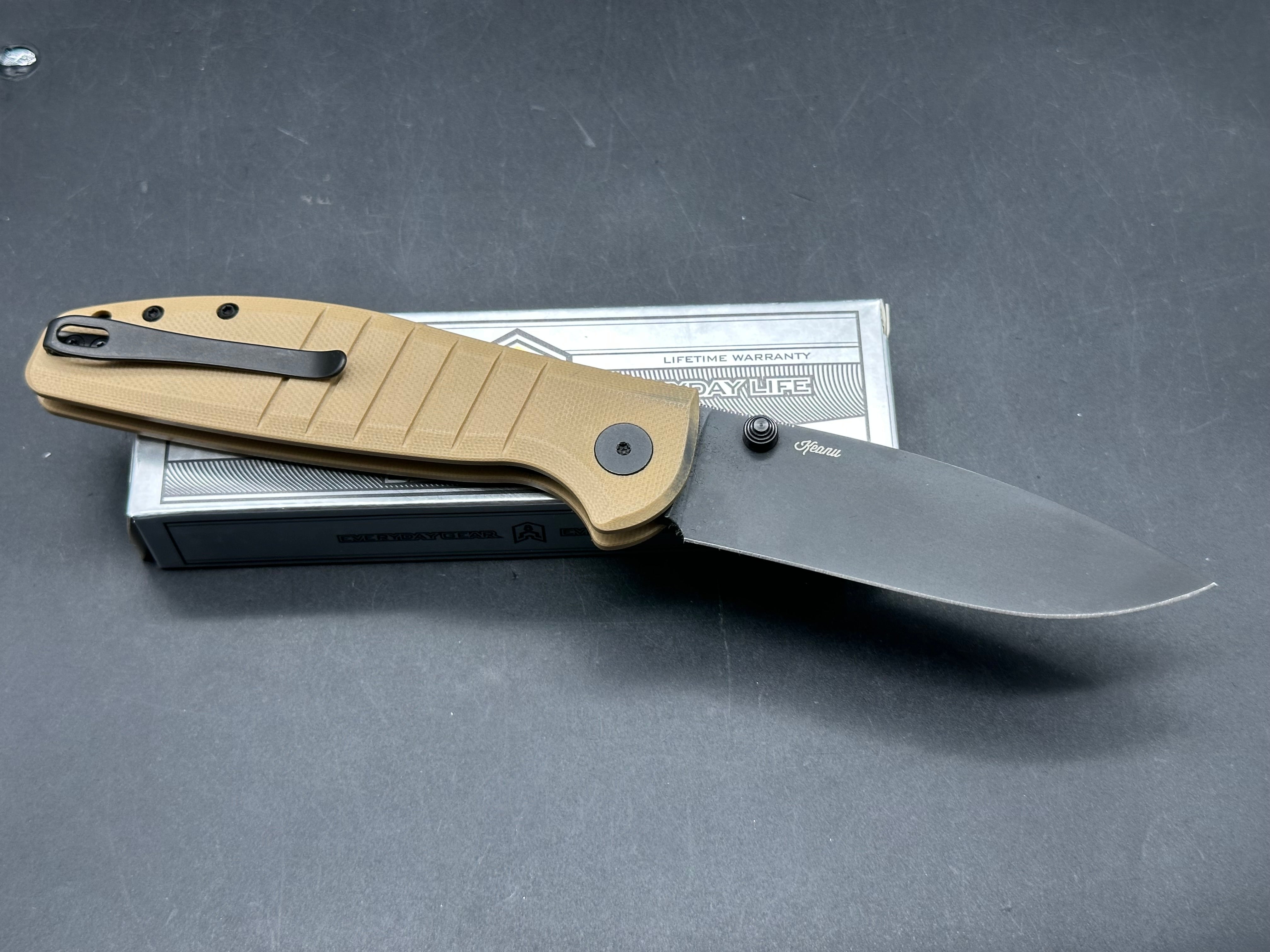 Bestechman Goodboy Button Lock Khaki G-10 (3.54" Black)