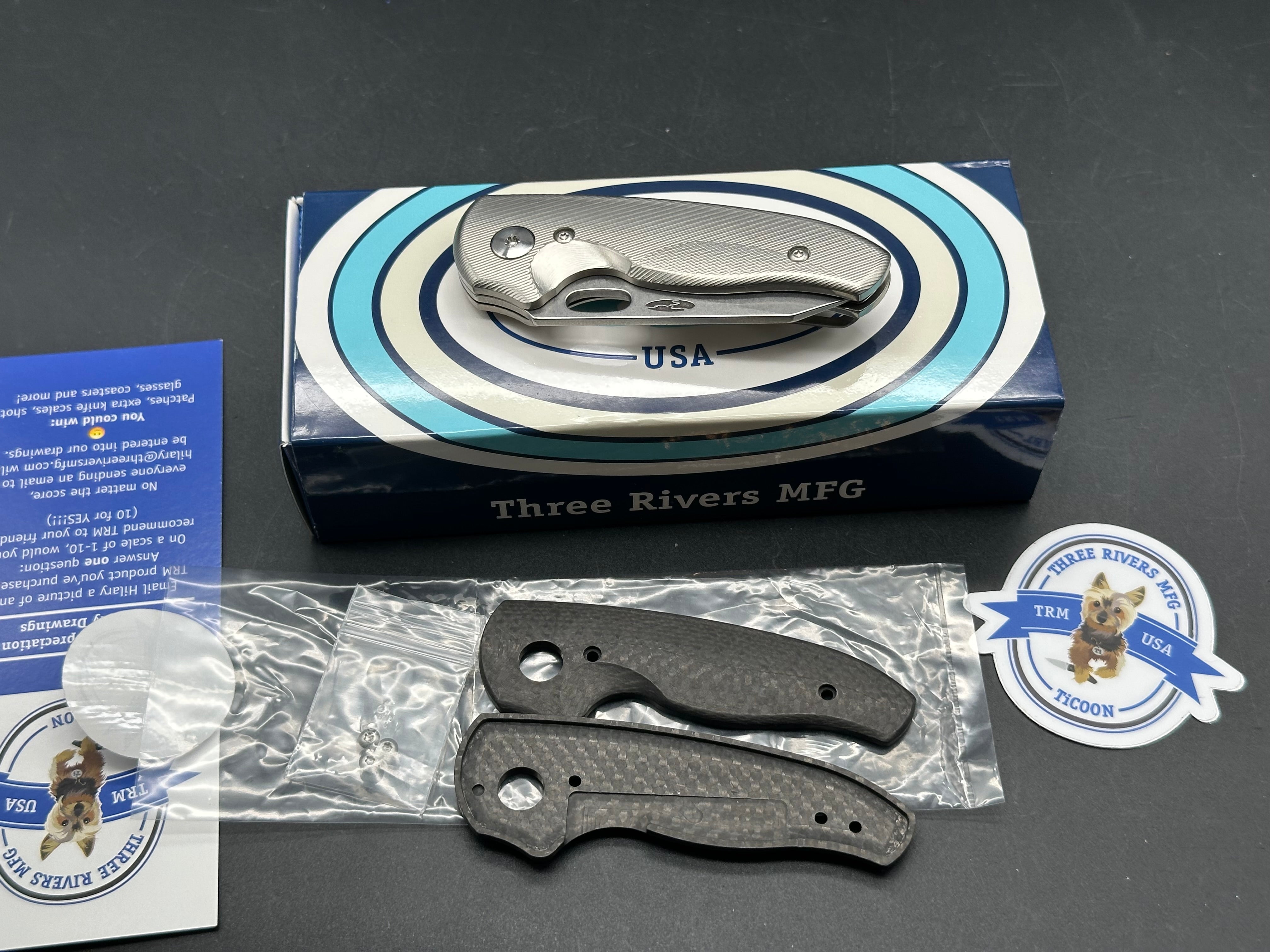 TRM Nerd Titanium, Stonewash 20CV + CF scales