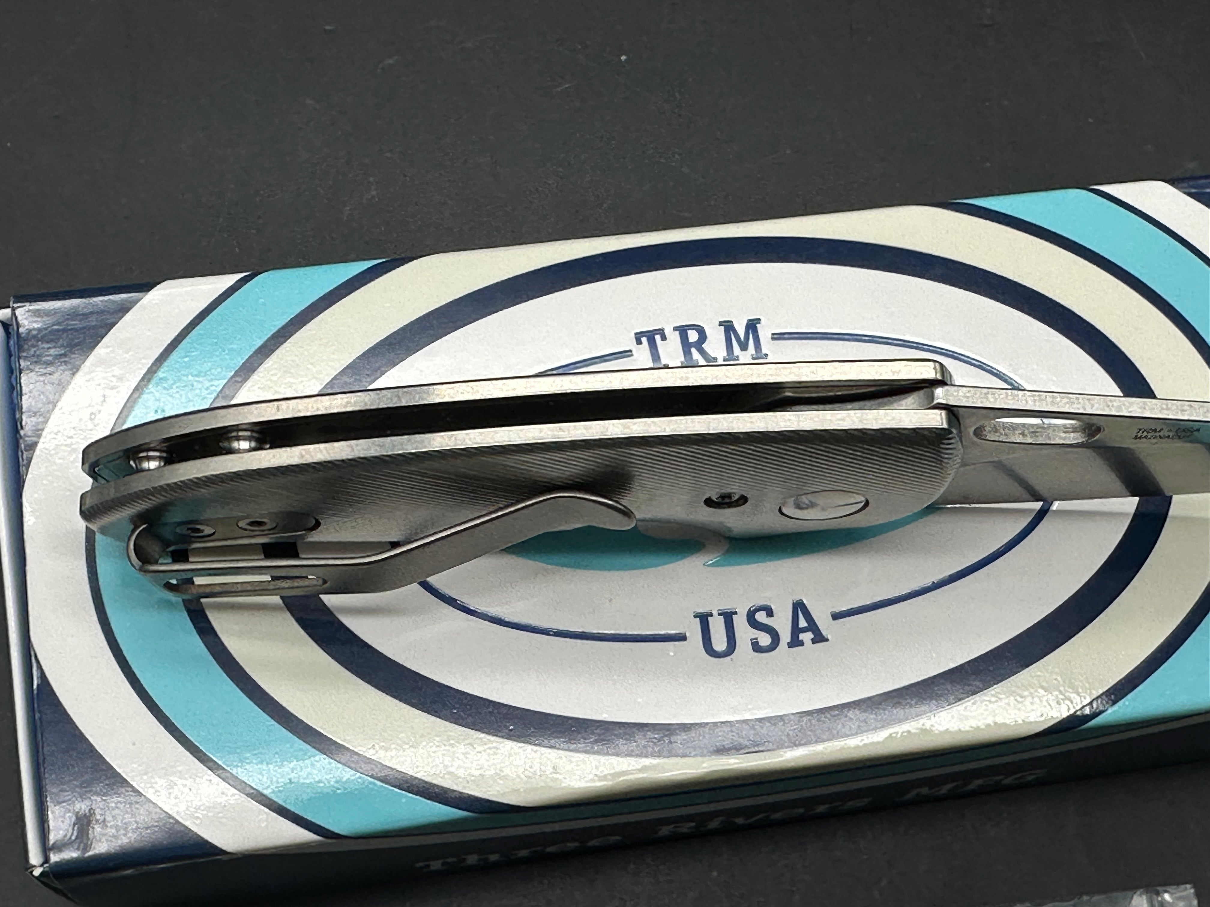 TRM Nerd Titanium, Stonewash 20CV + CF scales