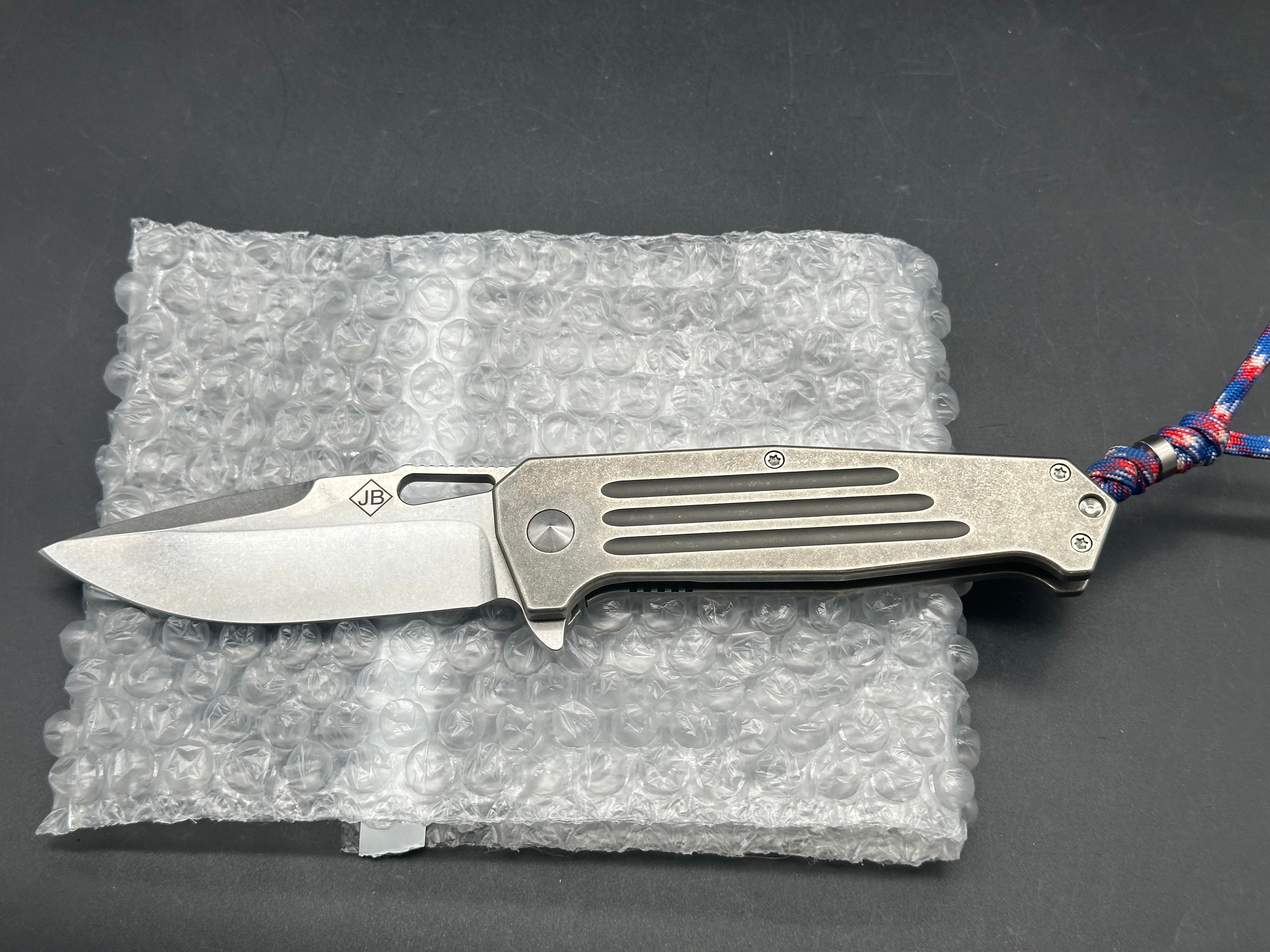Burke Knives Hitman TAD Edition Flipper, Stonewashed PSF27 Blade Titanium Handle