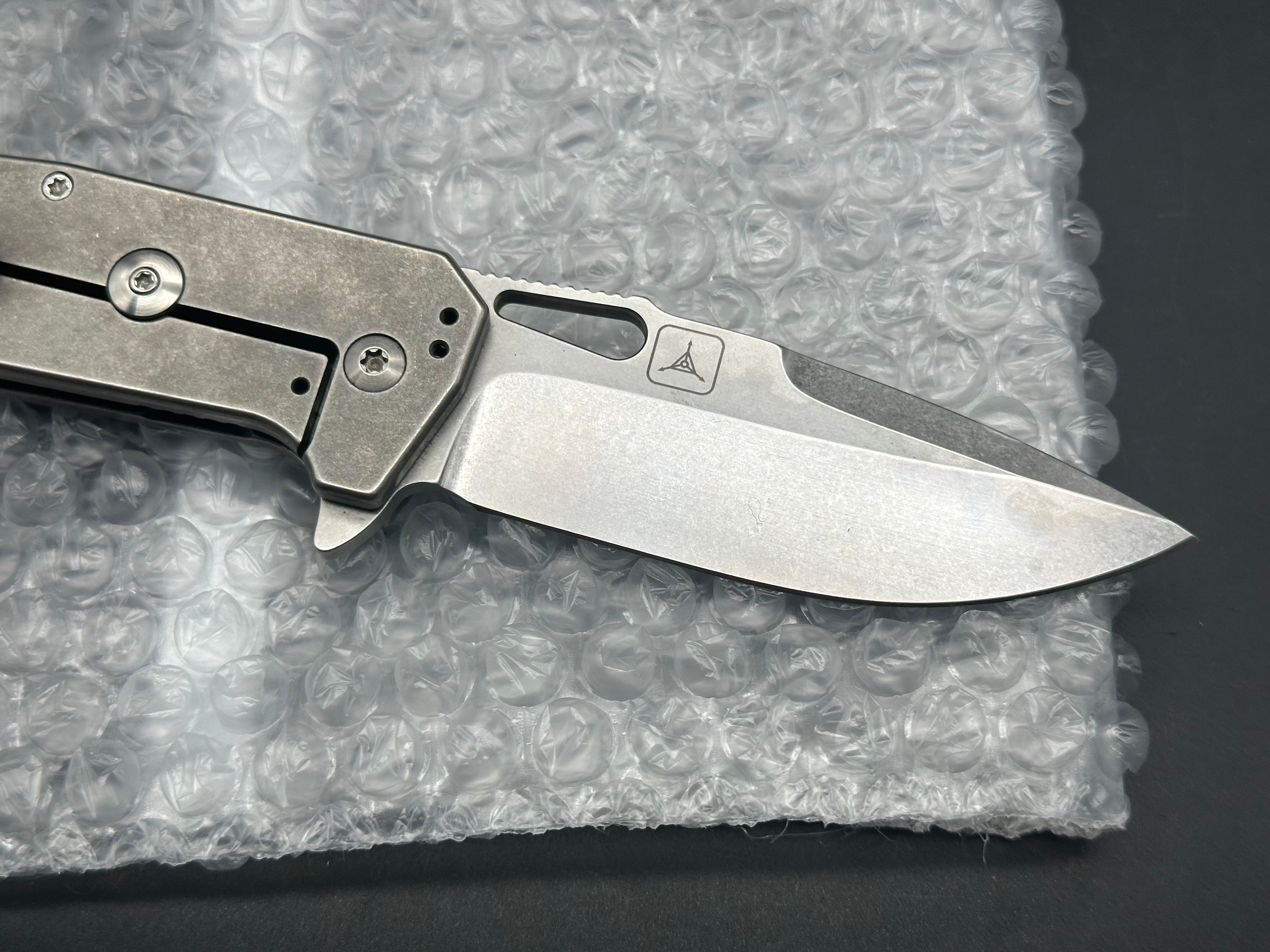 Burke Knives Hitman TAD Edition Flipper, Stonewashed PSF27 Blade Titanium Handle