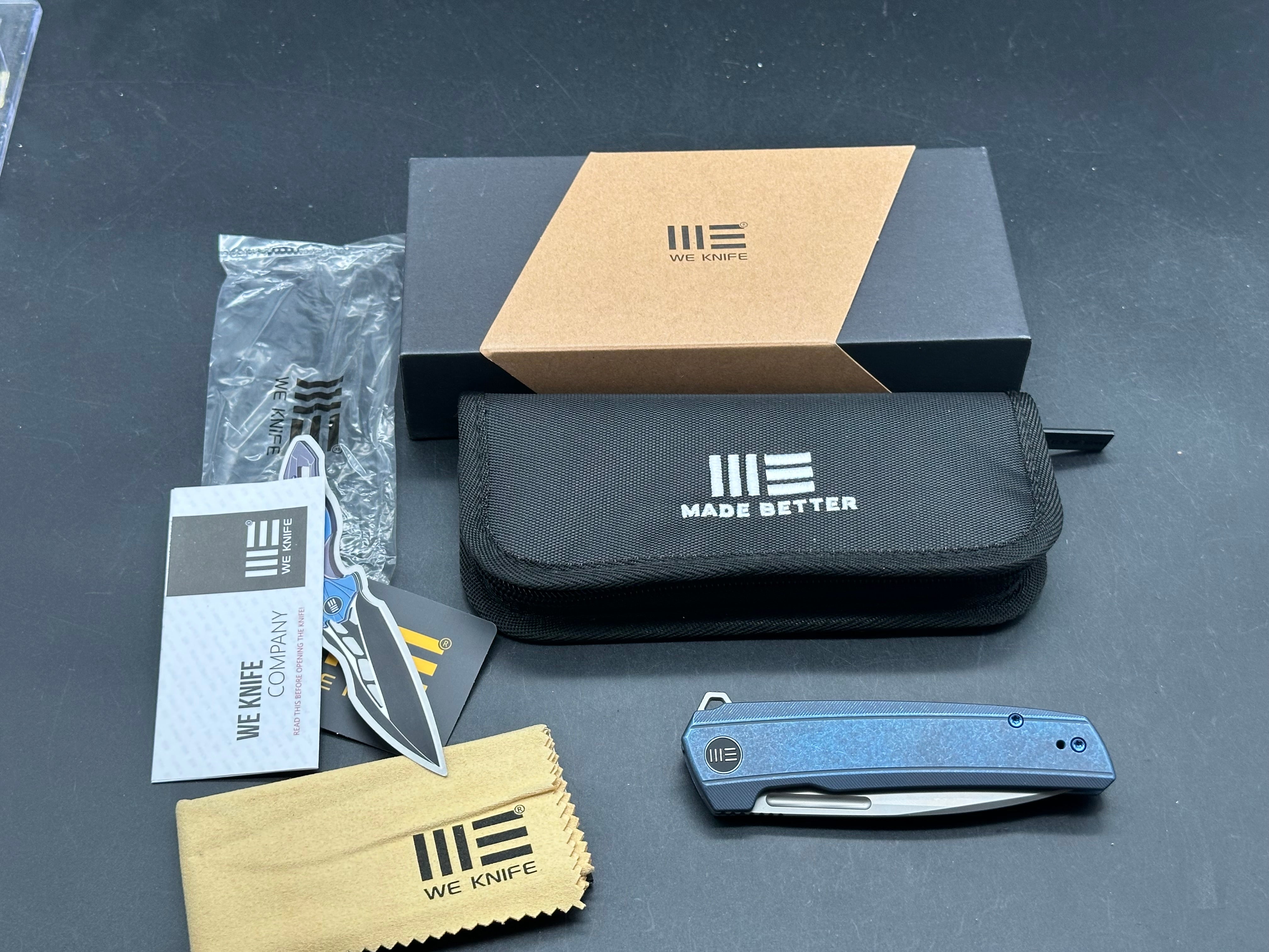 WE SPEEDSTER FOLDING KNIFE BLUE TITANIUM HANDLE 3.47" CPM 20CV BLADE