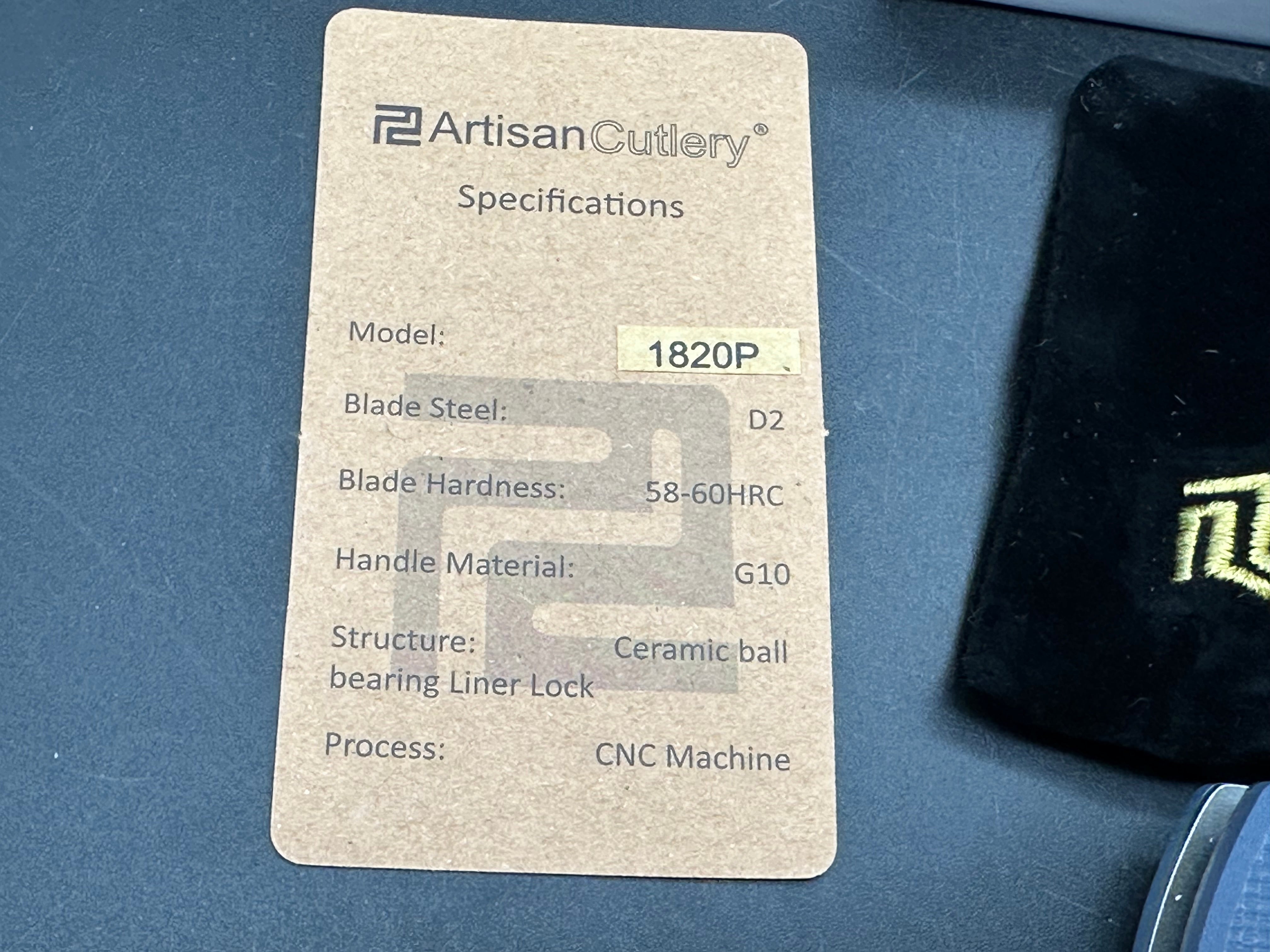 ARTISAN PROPONENT LINER LOCK KNIFE GRAY G10 HANDLE PLAIN D2 BLADE