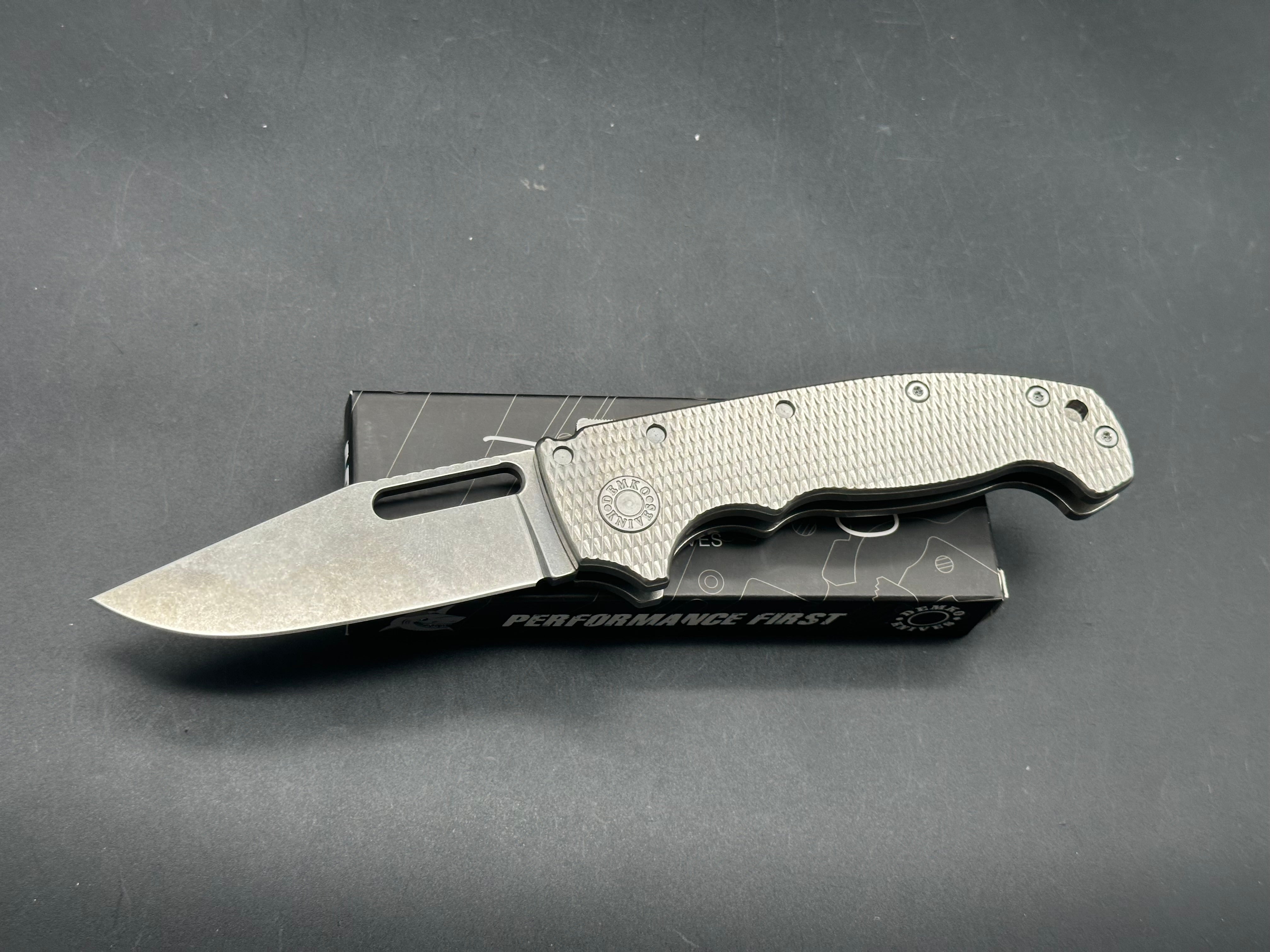 Demko AD20 Clip Point Full Textured Titanium 3V
