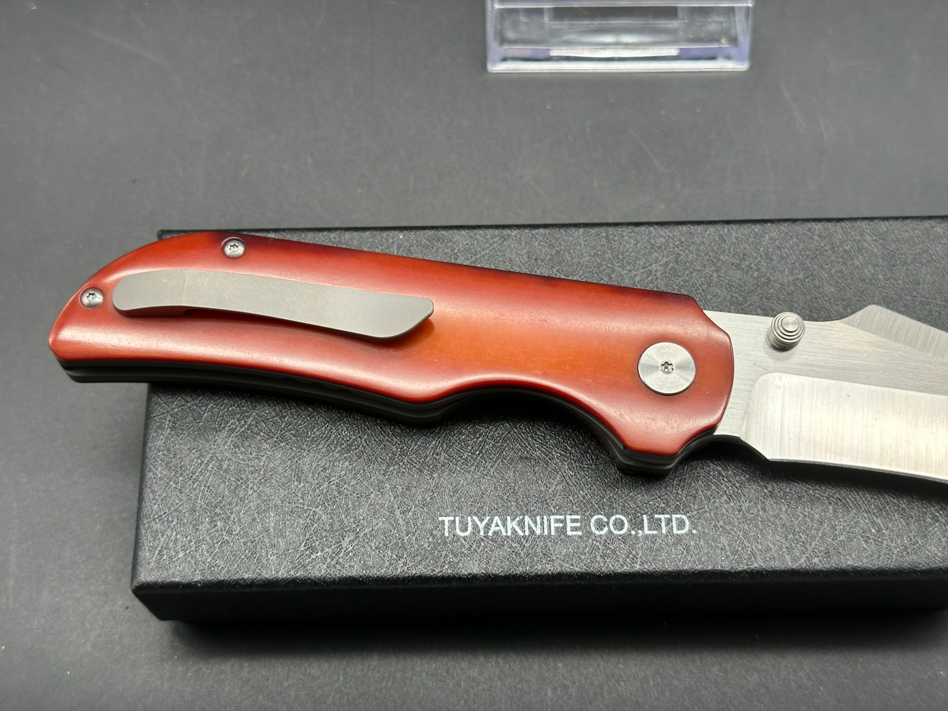 TUYA WOLF FOLDING KNIFE ORANGE MICARTA HANDLE M390