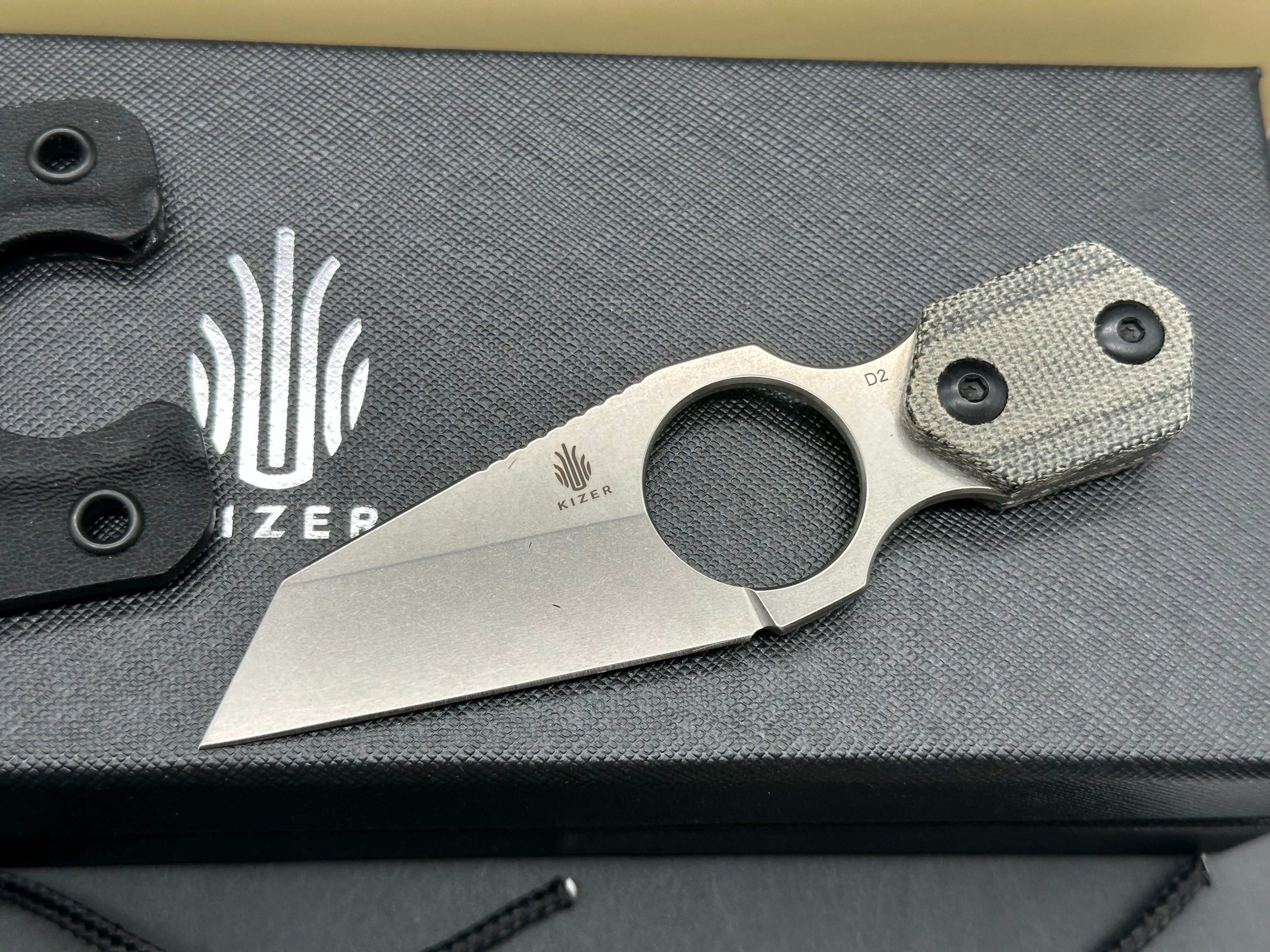 Kizer Variable Wharncliffe Fixed Blade Knife Black Micarta (3.43" Satin)