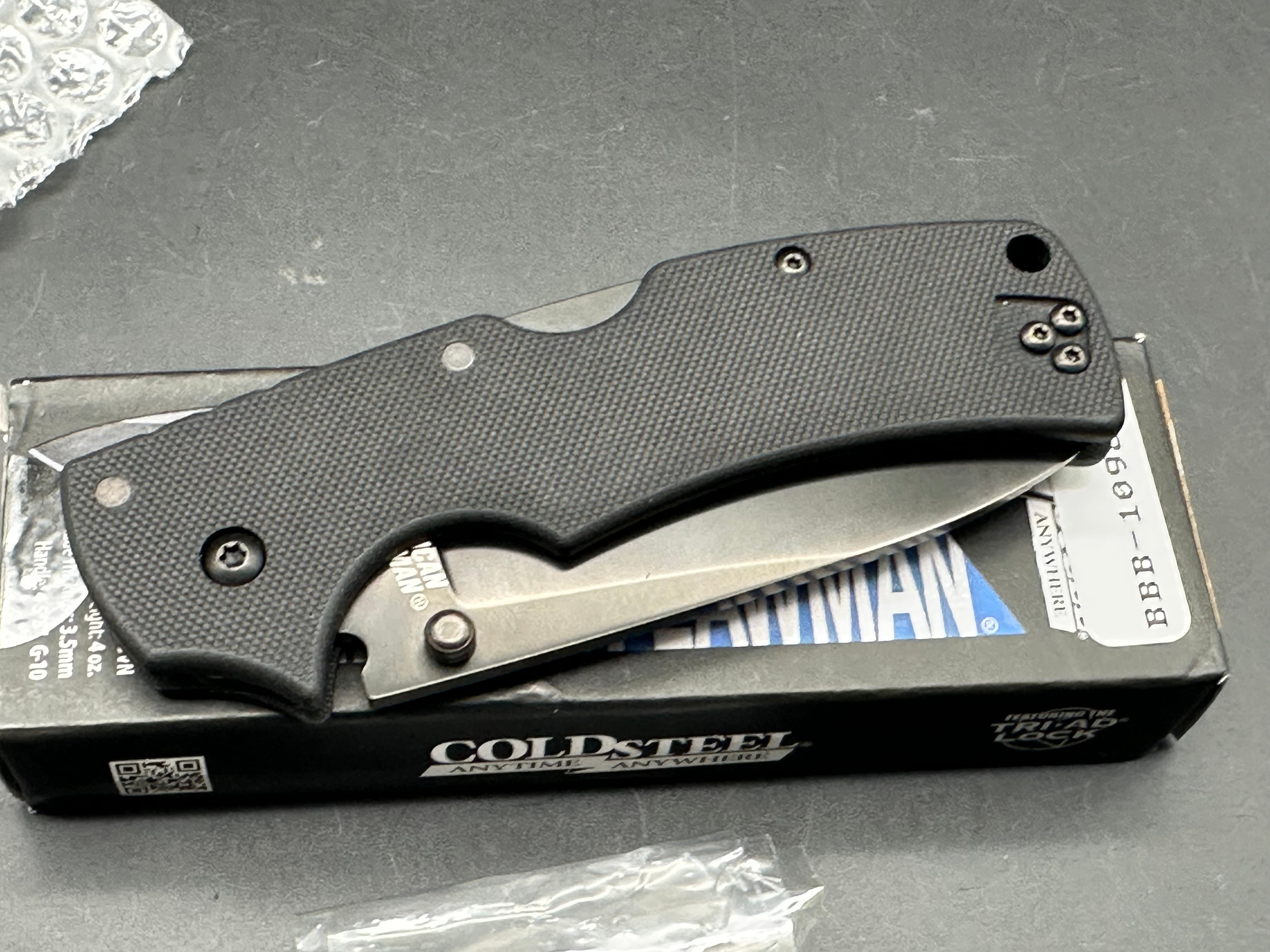 Cold Steel American Lawman Folding Knife 3.5" Straight Edge Black