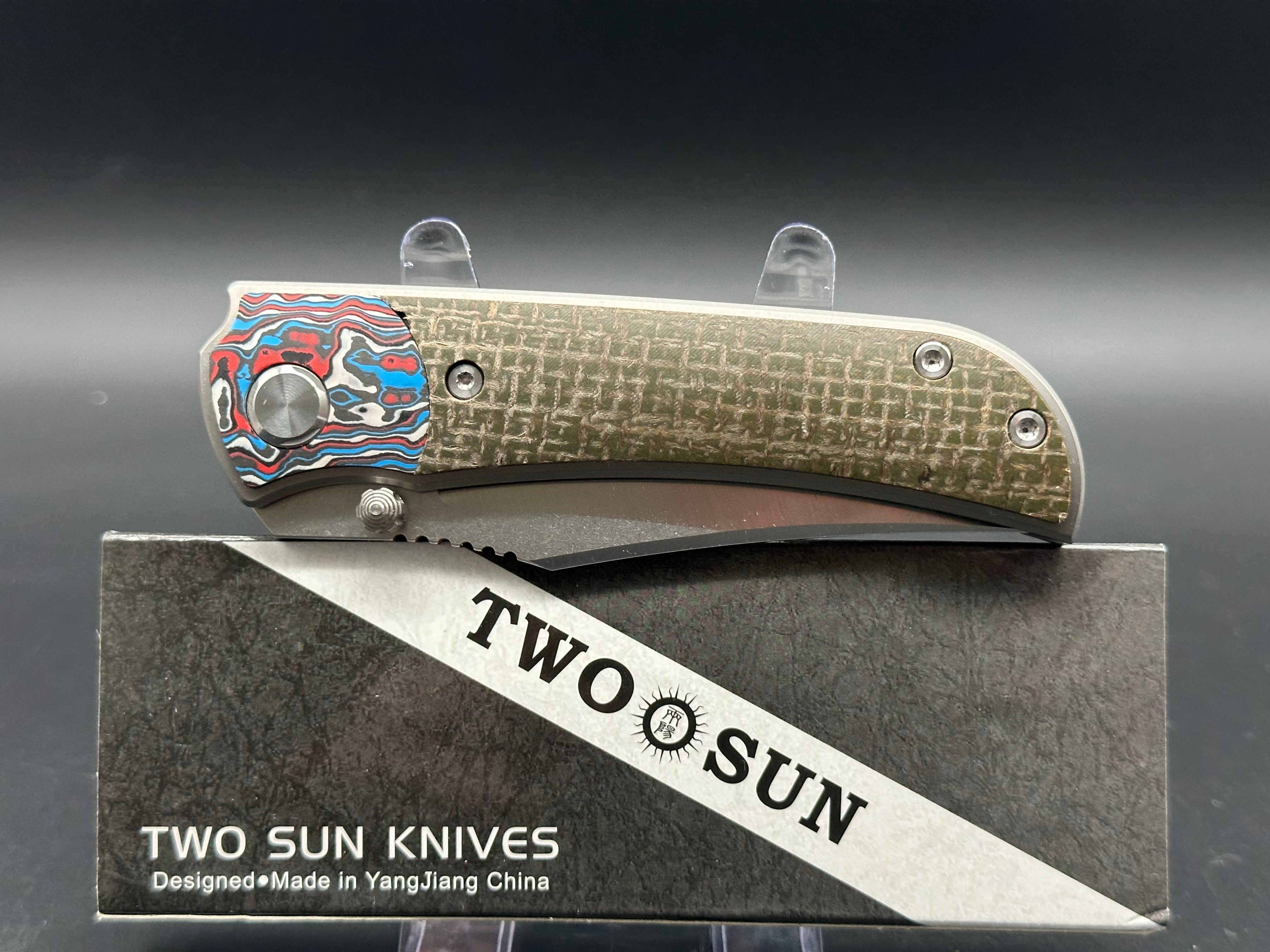 TwoSun TS301 micarta/CF handle w/14C28N blade