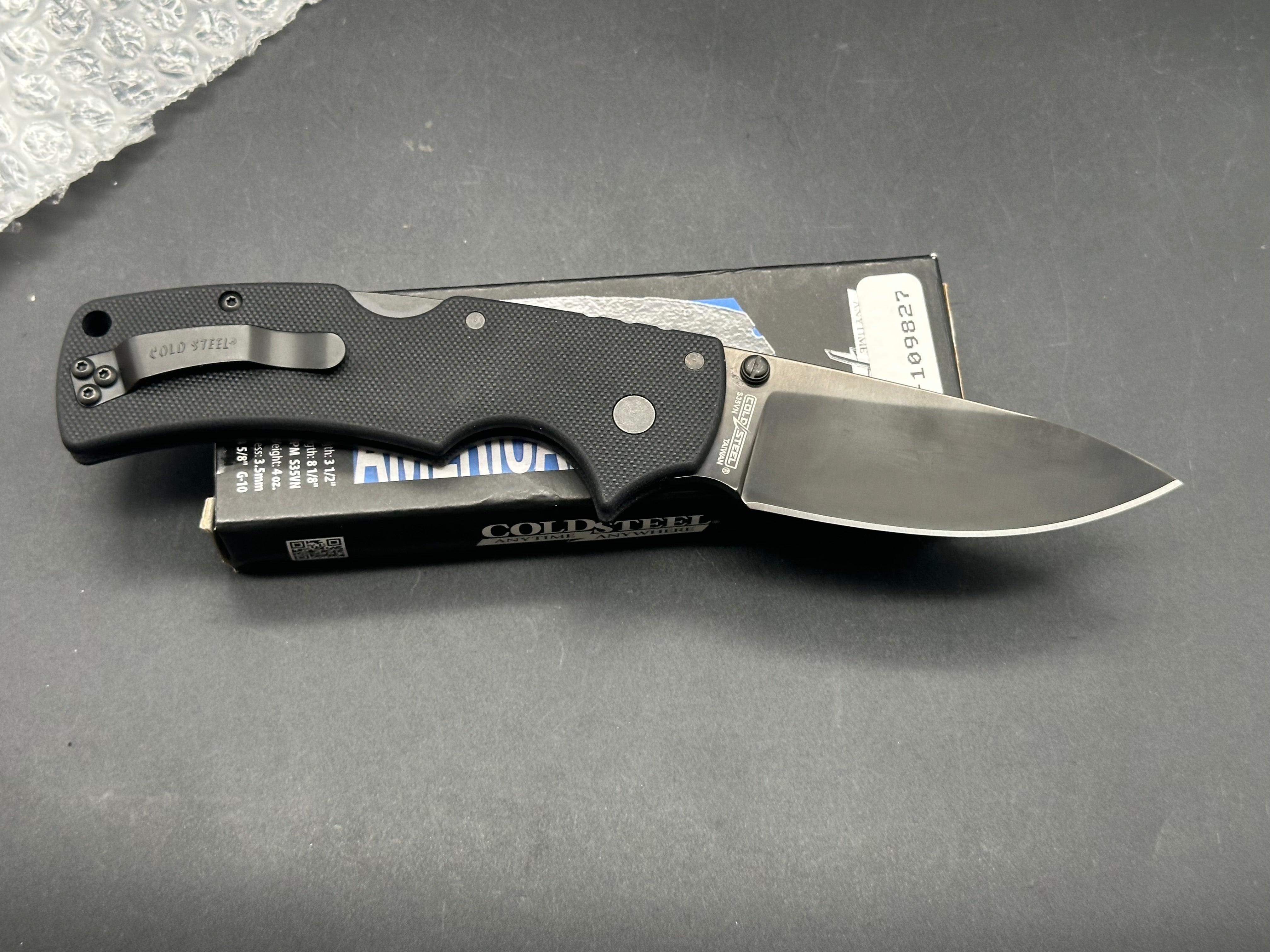 Cold Steel American Lawman Folding Knife 3.5" Straight Edge Black