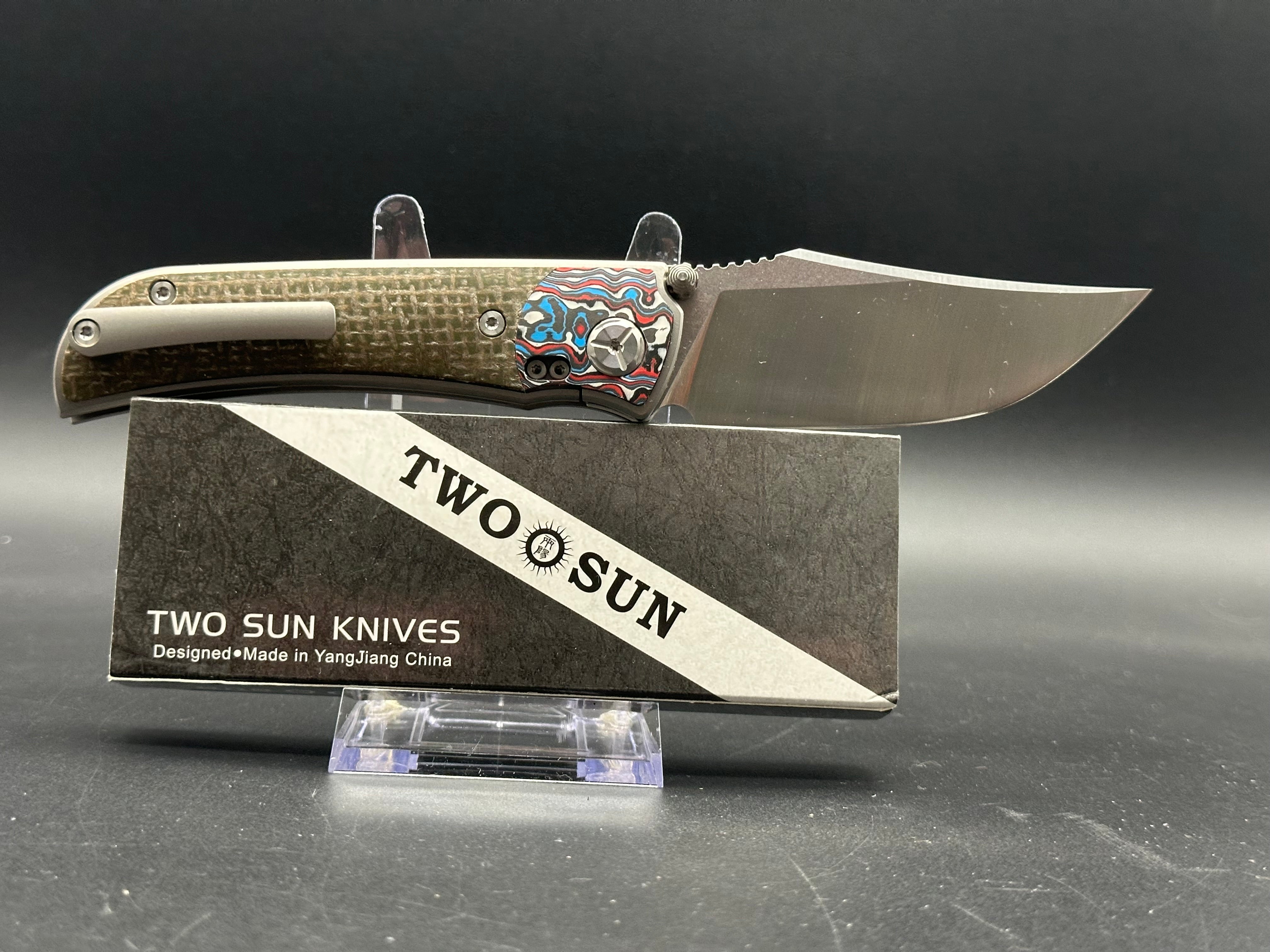 TwoSun TS301 micarta/CF handle w/14C28N blade