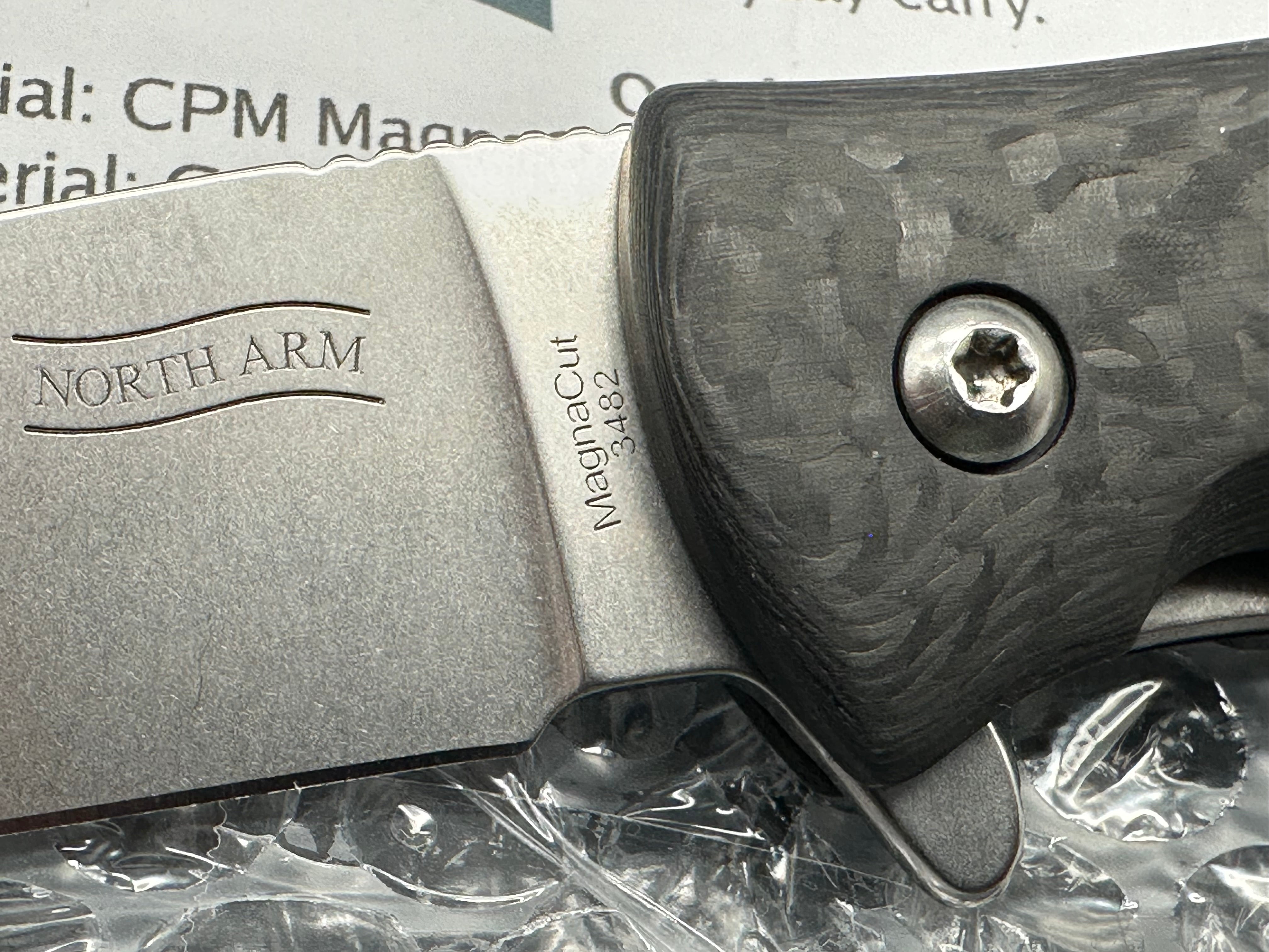 North Arm Skaha II, Polished stonewash blade, Carbon Fiber Handle