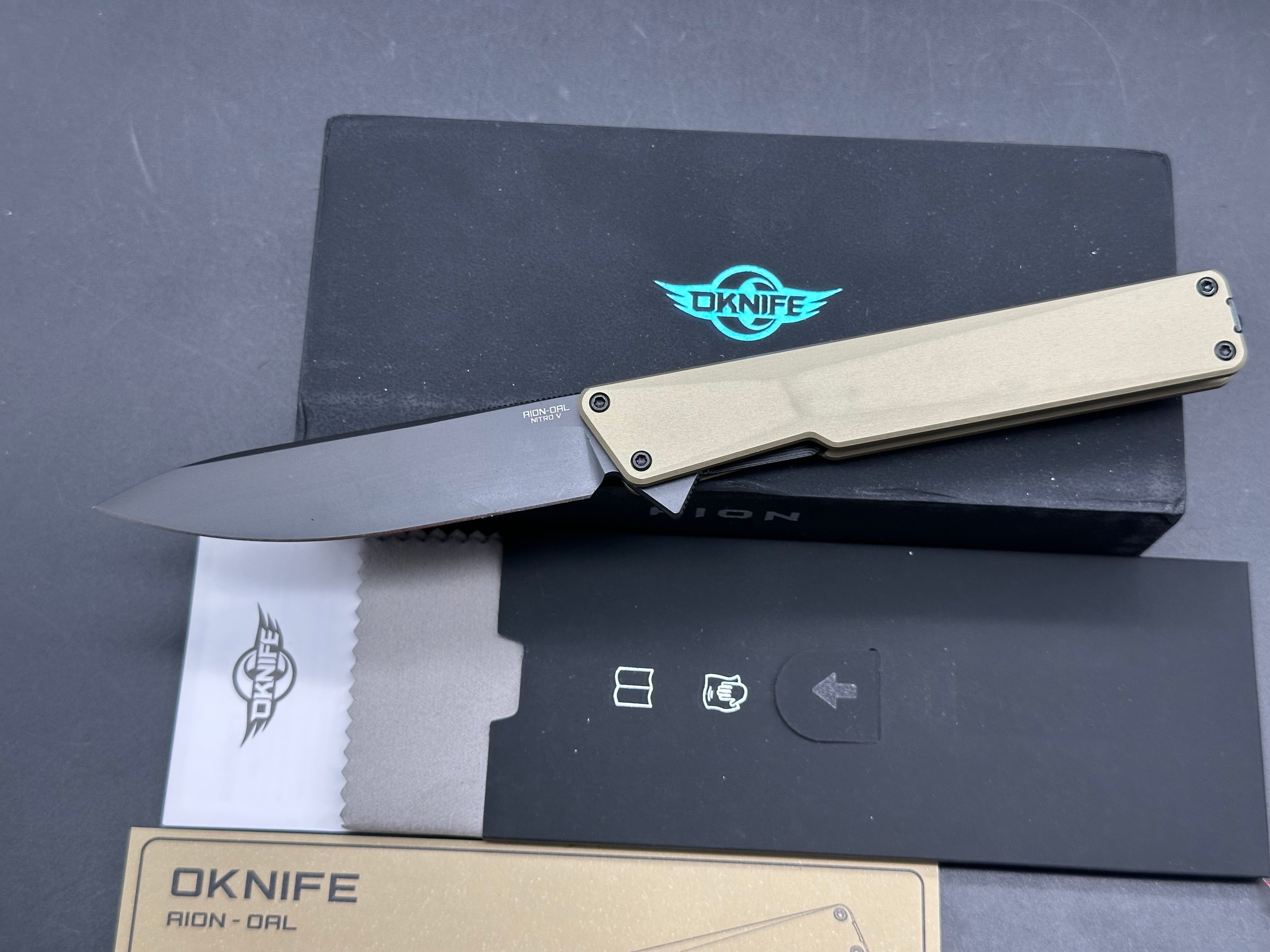 Oknife AION Olive Green Flipper Folding Pocket Knife
