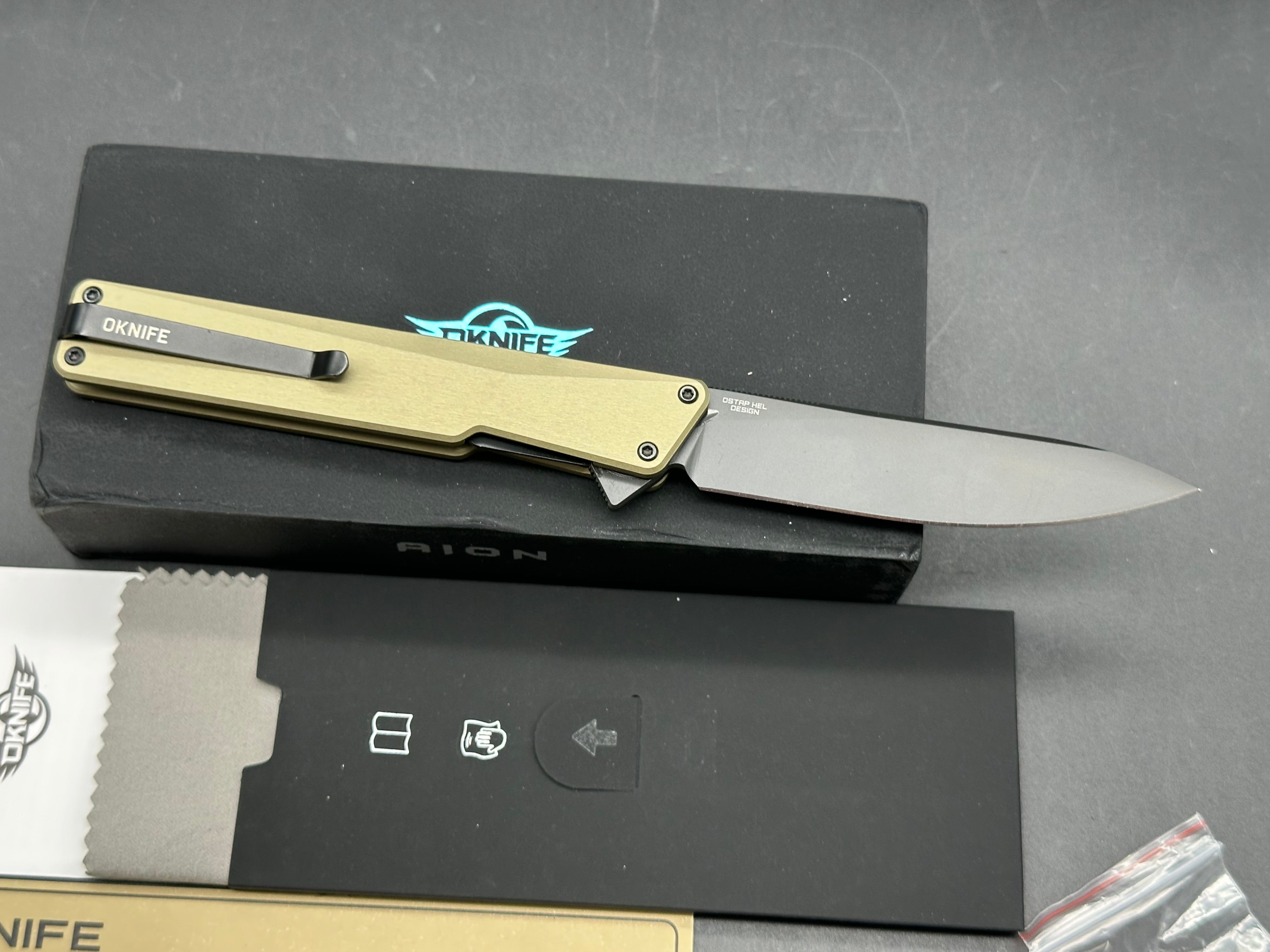 Oknife AION Olive Green Flipper Folding Pocket Knife